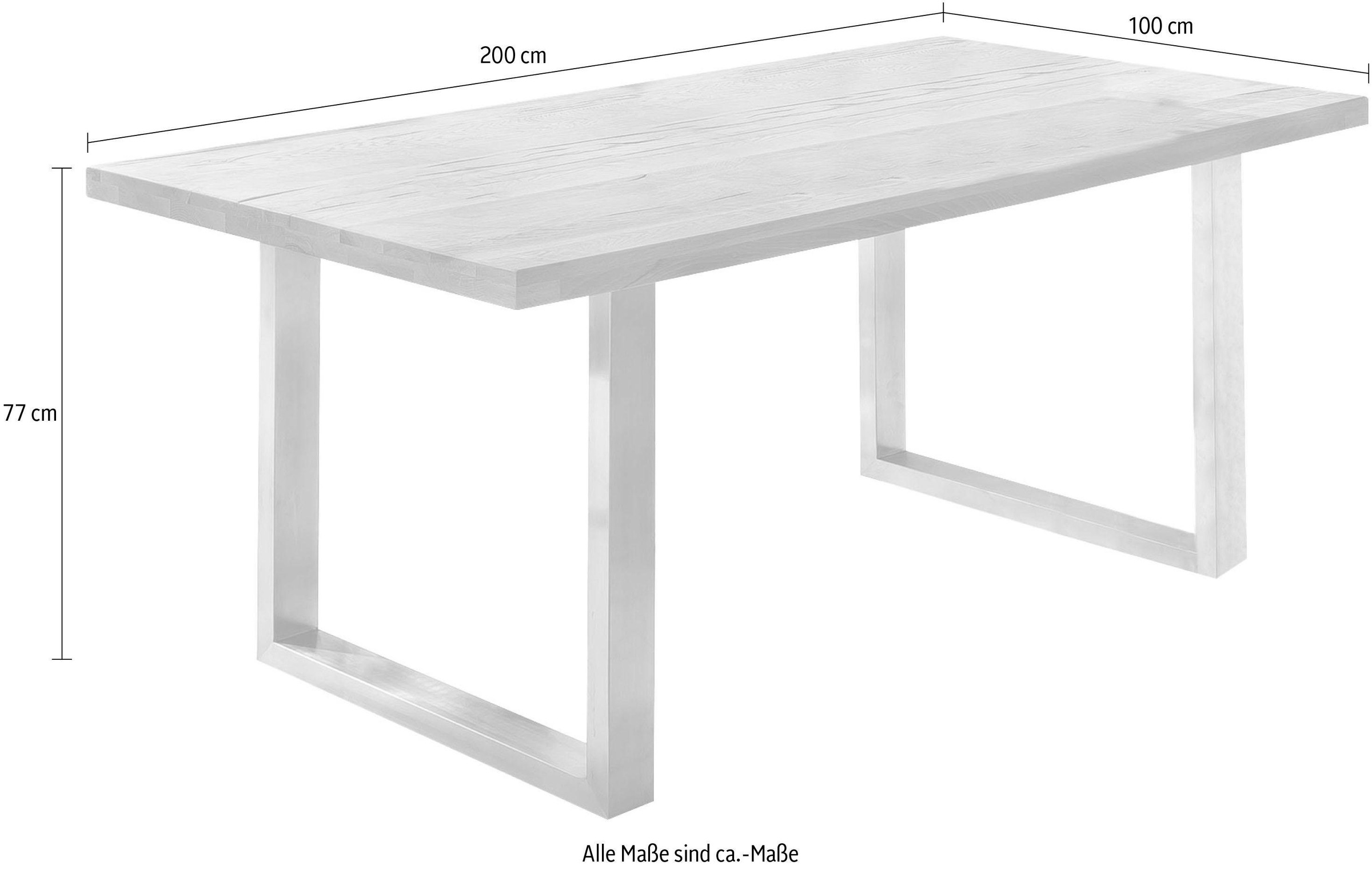 Home affaire Esstisch »New York«, Balkeneiche massiv mit ausdrucksstarker Holzoptik