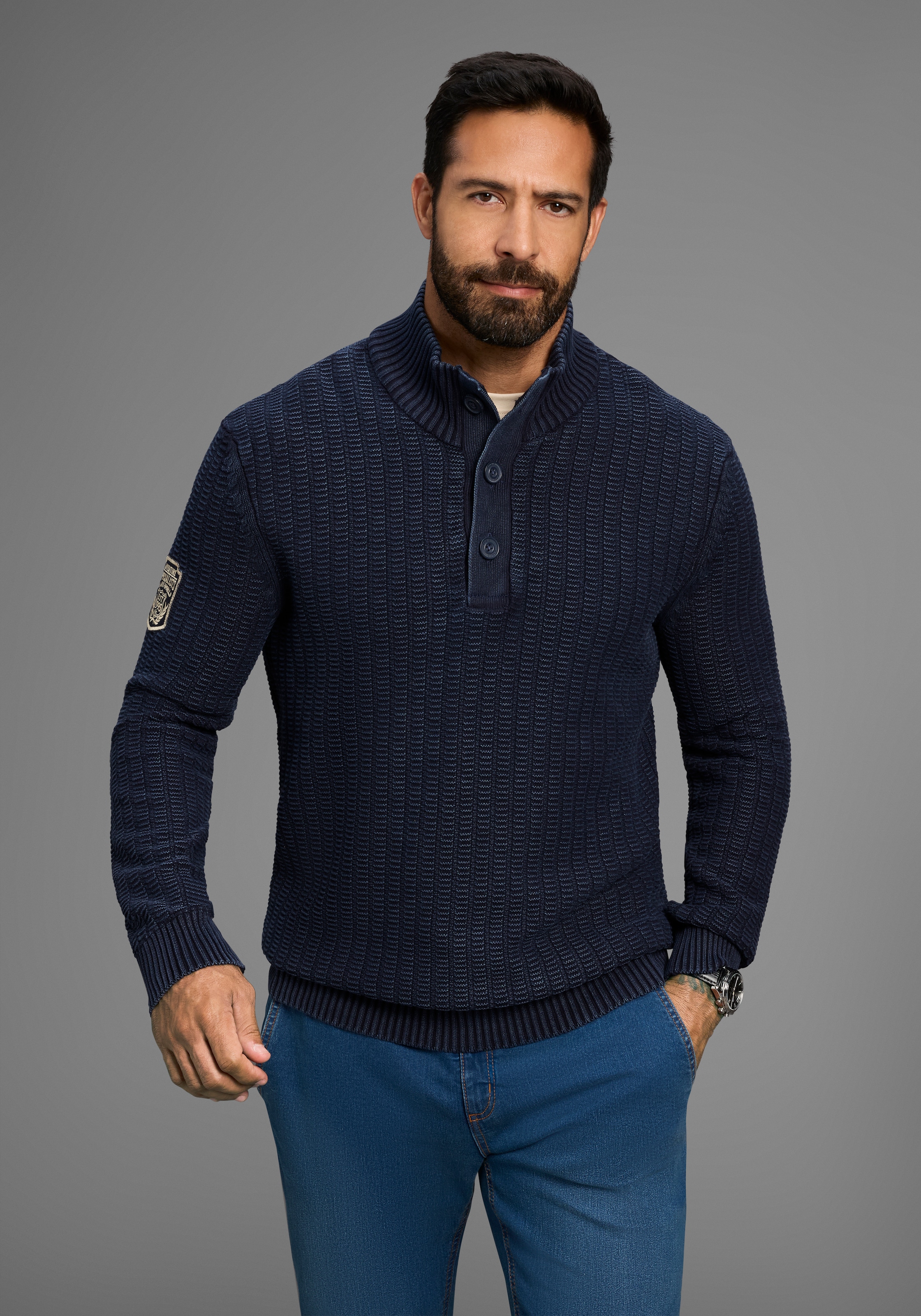 Mans World Troyer "Bis Größe 5 XL", mit Ärmelbadge günstig online kaufen
