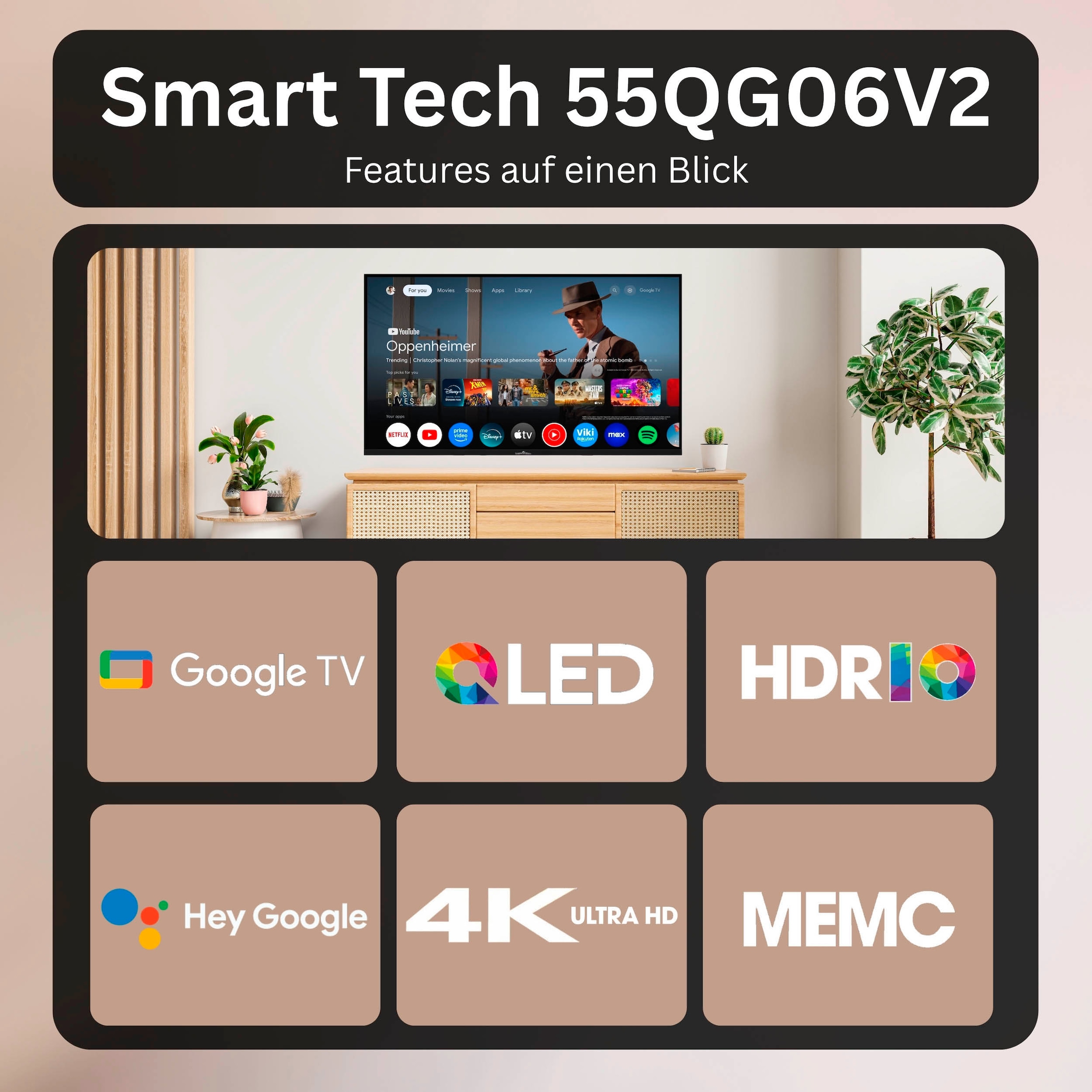 Smart Tech QLED-Fernseher »65QG06K« 164 cm/65 ″