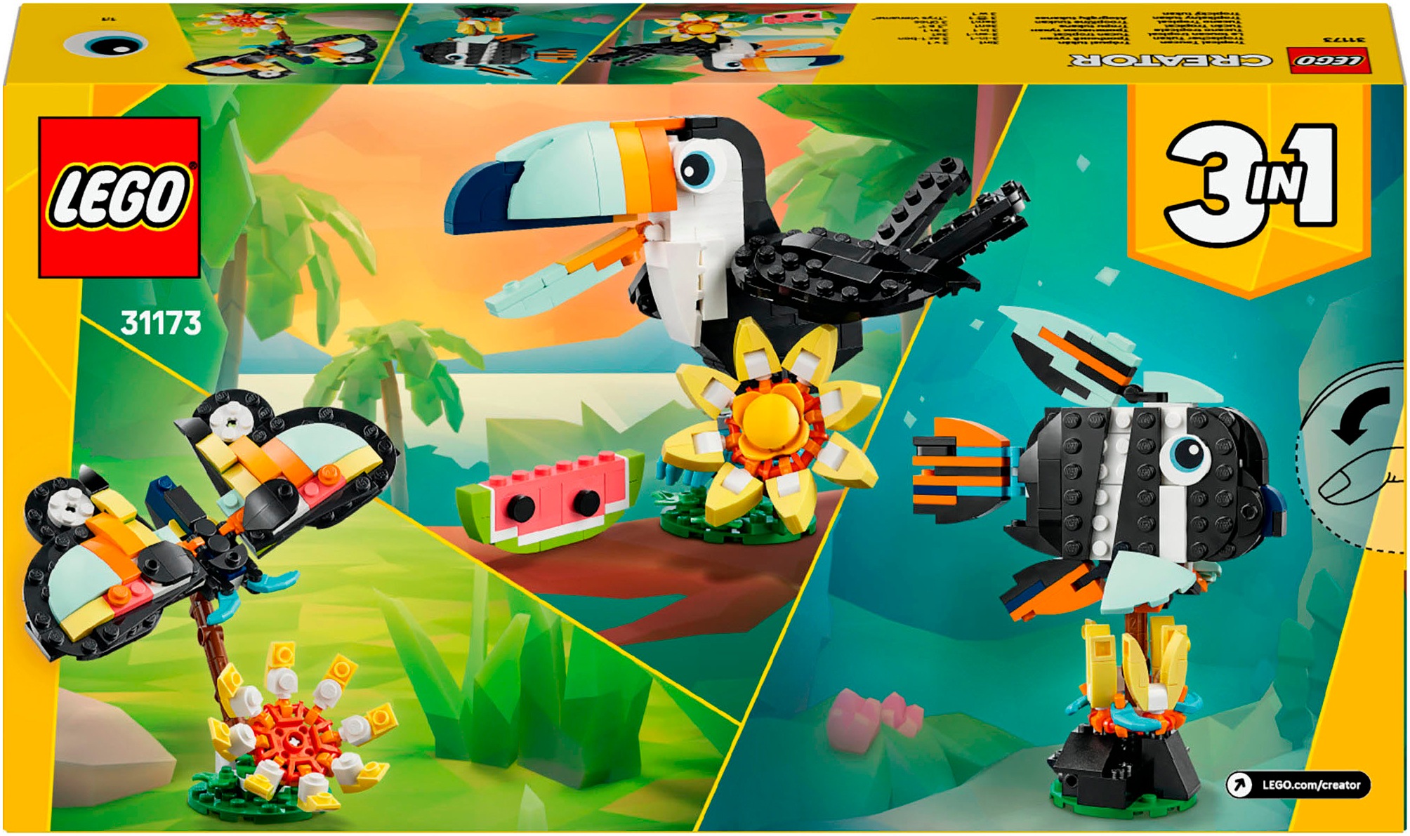 LEGO® Konstruktionsspielsteine »Wilde Tiere: Tropischer Tukan (31173), LEGO LEGO Creator«, (225 St.), Made in Europe