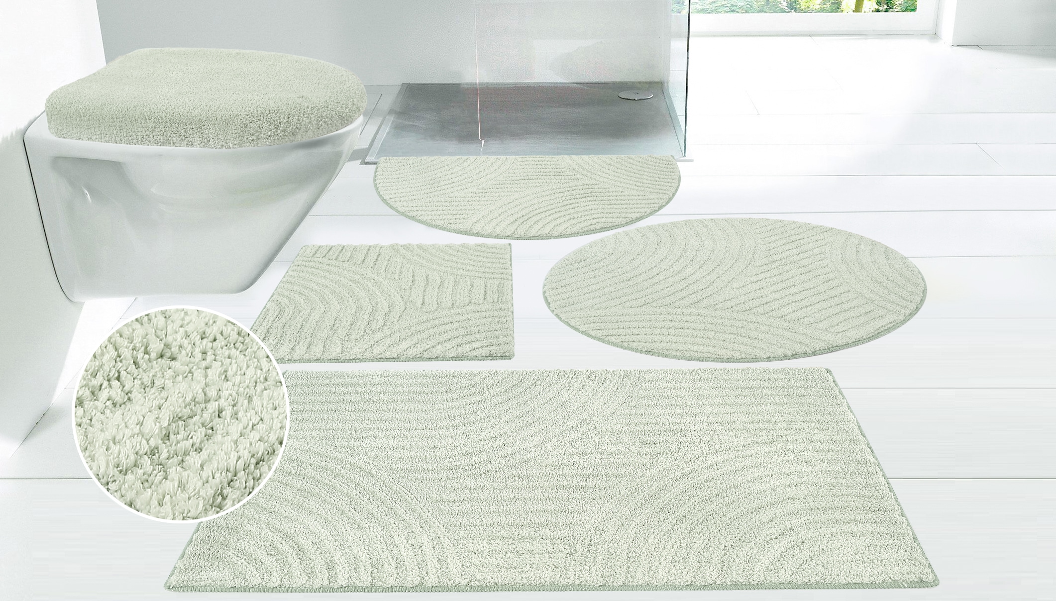 OTTO home Badematte "Ognon, Scandi, Boho, modernes Muster" Höhe 15 mm rutschhemmend beschichtet fußbodenheizungsgeeignet schnell trocknend strapazierfähig Badteppich, Uni Farben, Hoch-Tief-Effekt