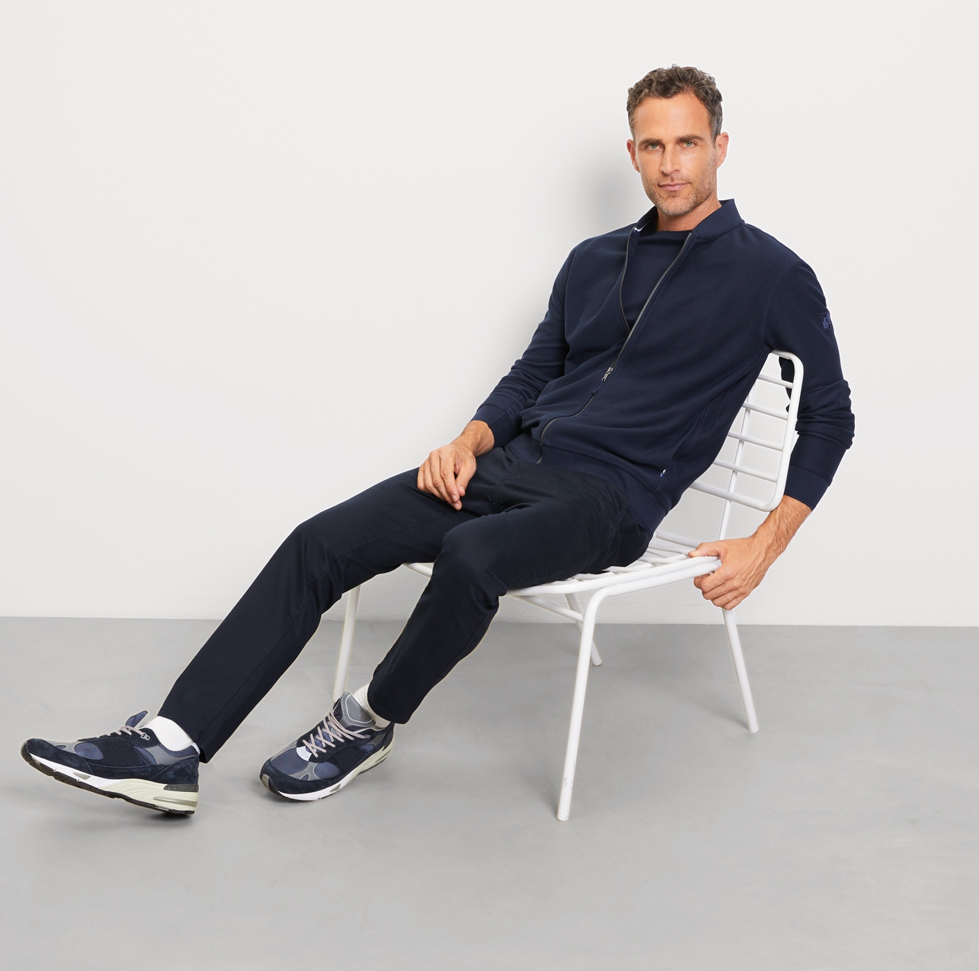 OLYMP Sweatjacke regular fit, basic, Stehkragen