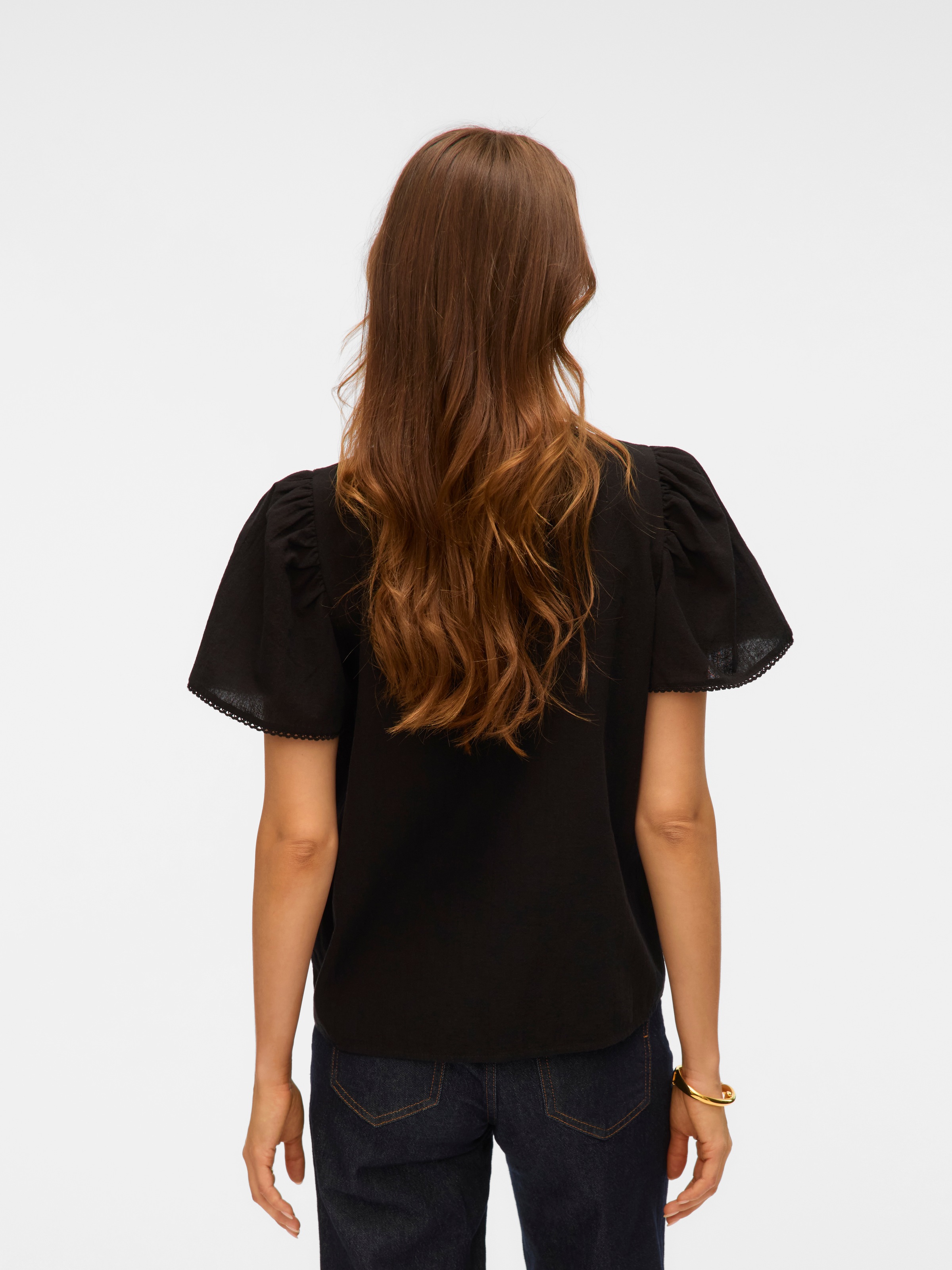 Vero Moda Kurzarmbluse "VMPRETTY SS TOP WVN GA NOOS" günstig online kaufen