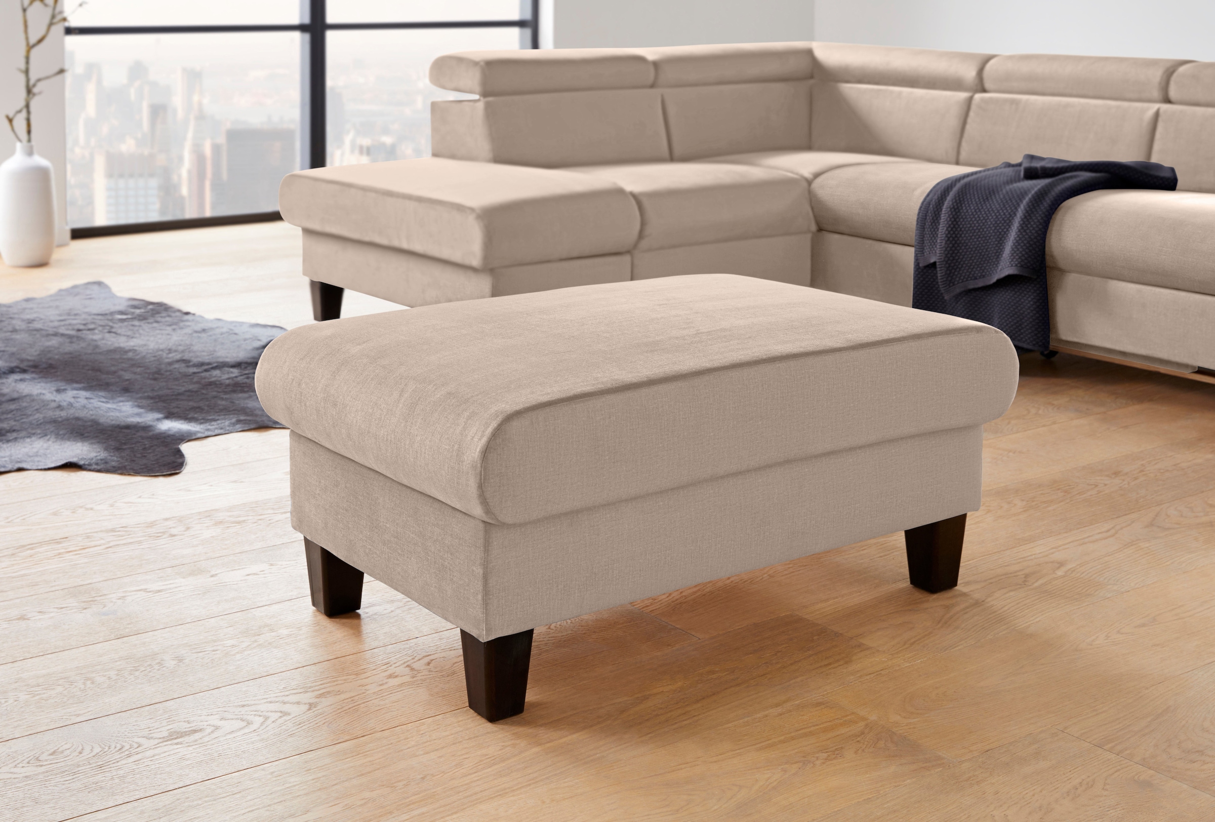 COTTA Polstergarnitur »Morven L-Form« Set,  Set bestehend aus: Ecksofa mit Kopfteilverstellung & Hocker