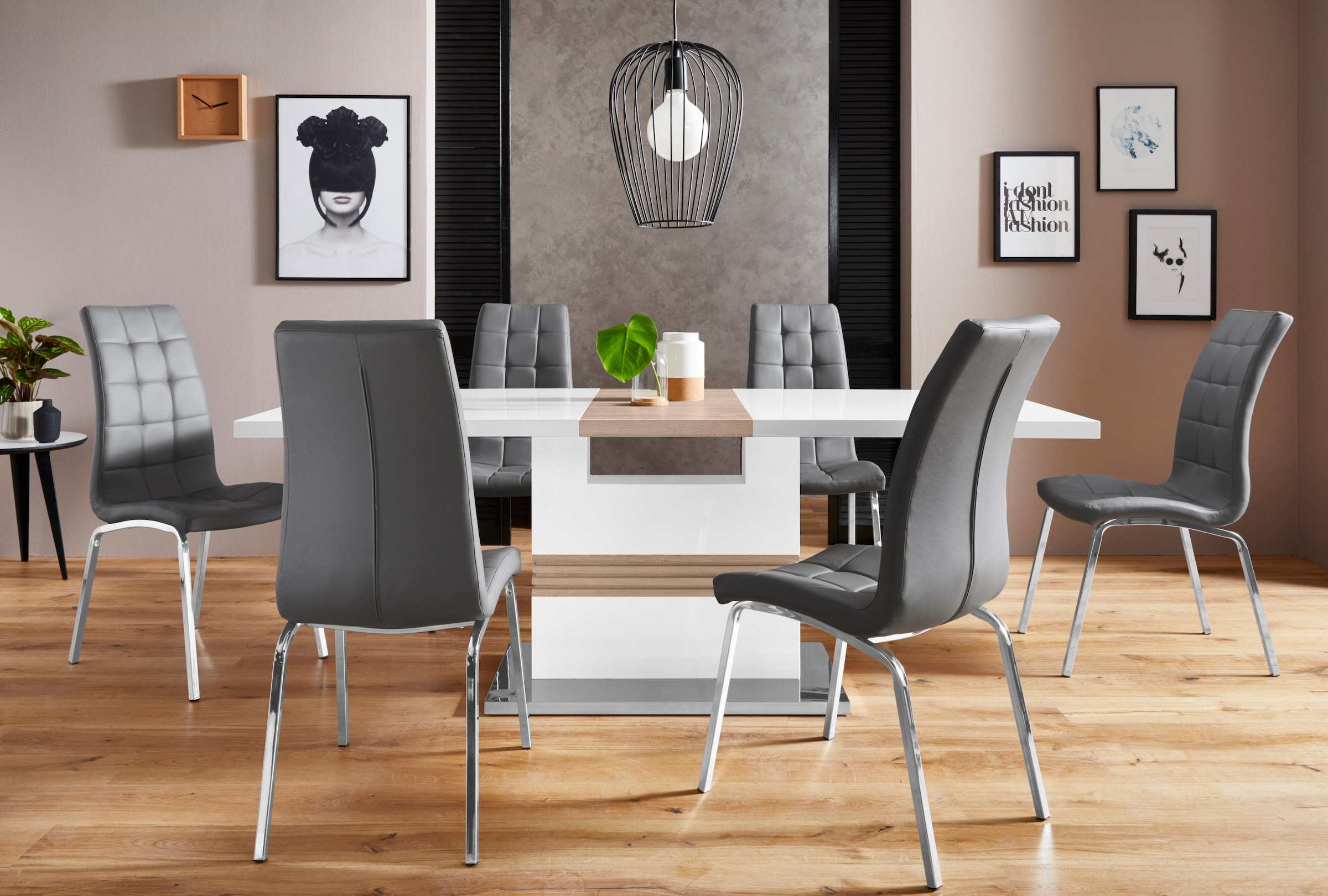 INOSIGN Essgruppe "Perez/Lila" Set, 5 Stk. tlg. mit 4 Stühlen, Tisch auszie günstig online kaufen