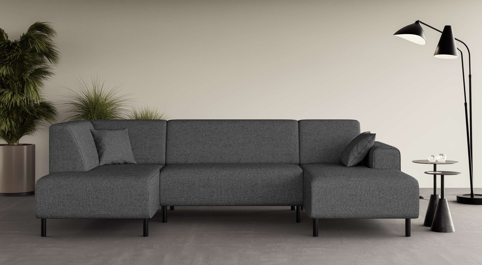 OTTO home Wohnlandschaft "ARROS U-Form mit Wellenunterfederung, Maße B/T/H: 300/163/81 cm" incl. Zierkissen, mit Recamiere links/rechts bestellbar, auch in Cord