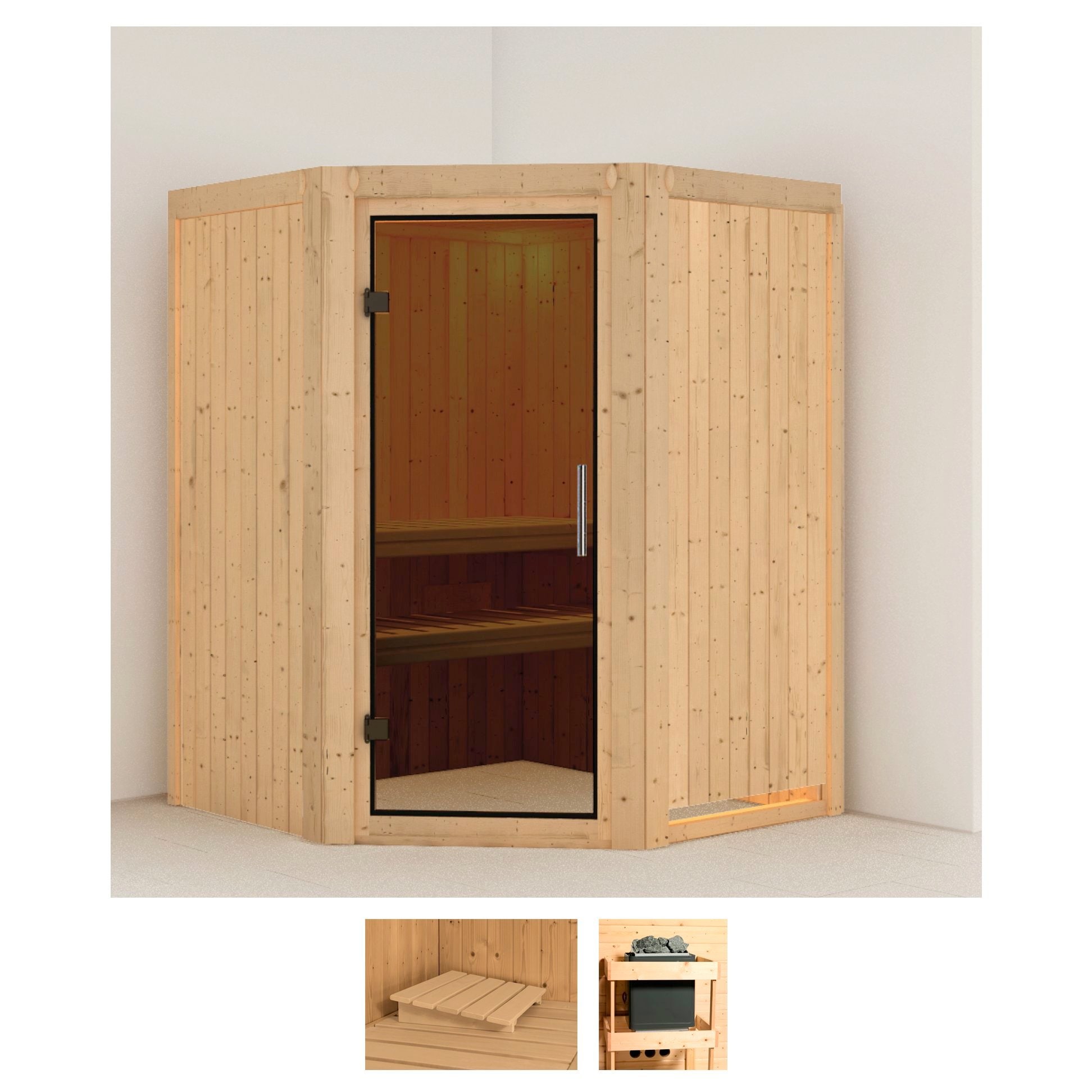 KARIBU Sauna "Larin", ohne Ofen, (ohne Ofen), beige, Saunen, ohne Ofen