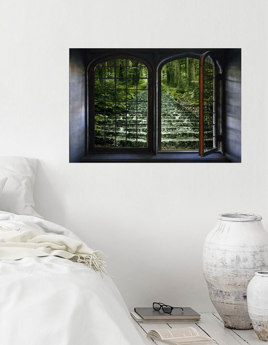 queence Wandsticker »Wald«, Wandsticker, Wandbild, selbstklebend, 3D, Fenster
