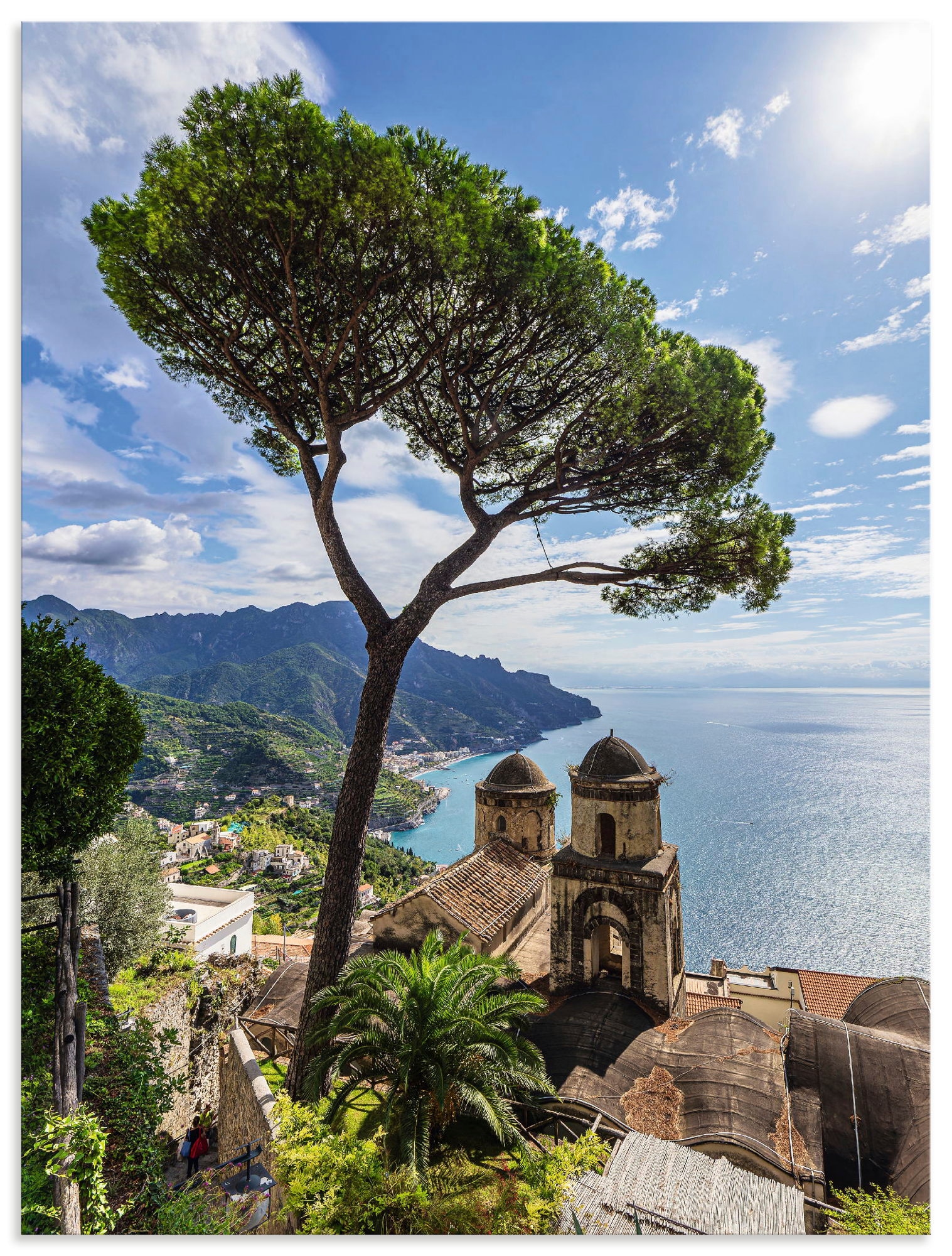 Wandbild ARTLAND "Ravello an der Amalfiküste in Italien", farbe bild(er): blau, B:90cm H:120cm, Alu Dibond, Bilder, als Alubild, Leinwandbild, Poster, Wandaufkleber in verschied. Größen