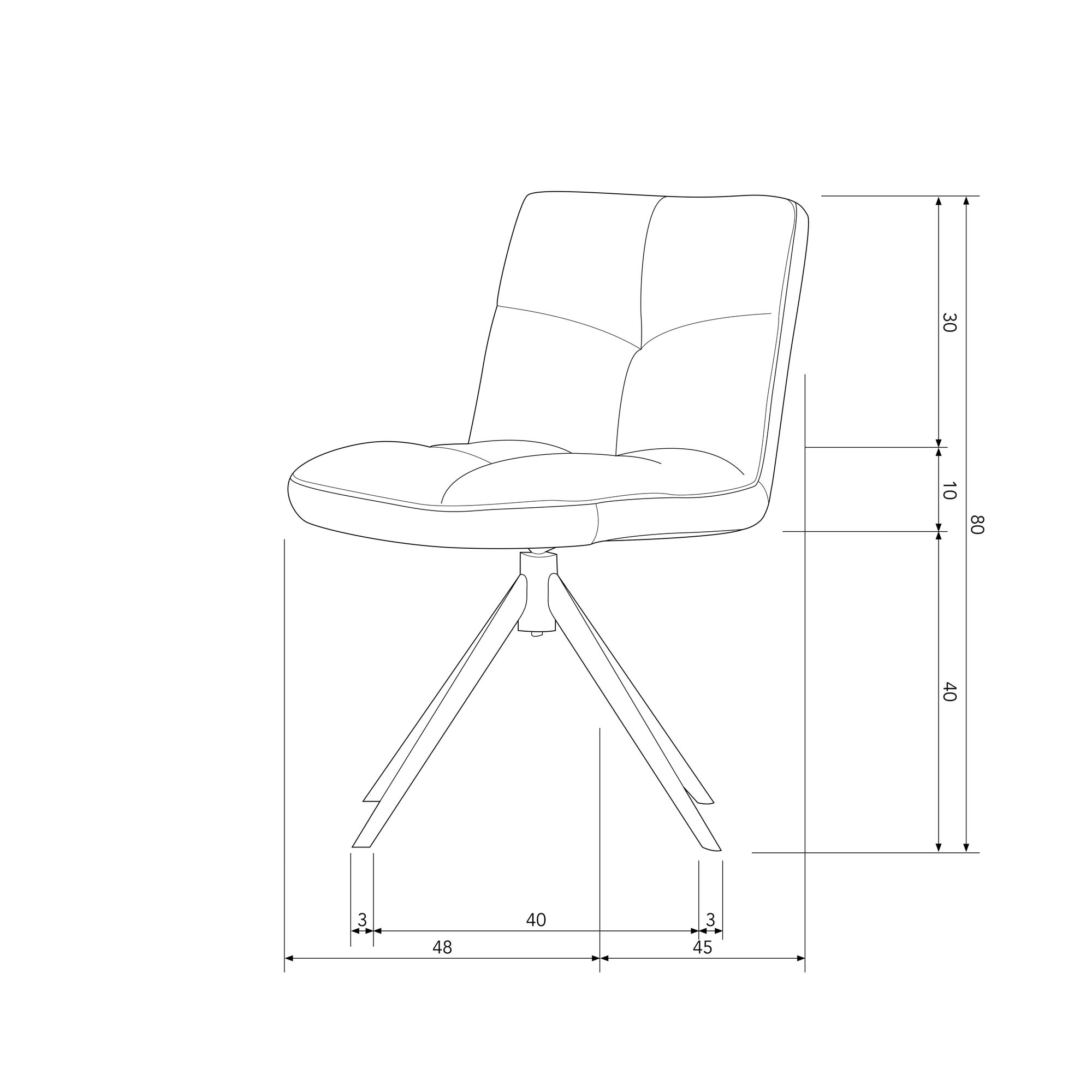 WOOOD Drehstuhl »Vinny«, Samt, mit Drehfuß, Breite 48 cm