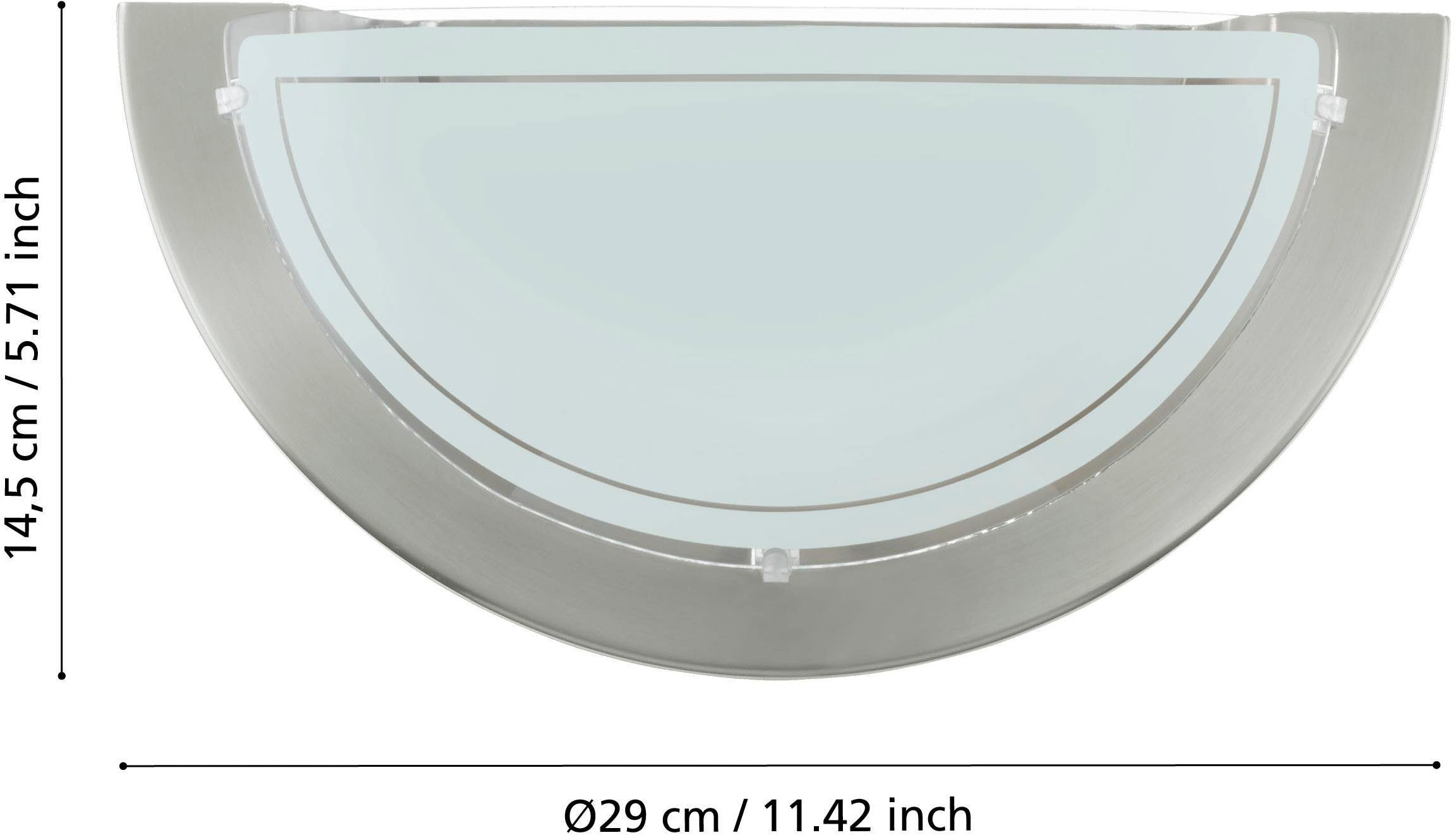 EGLO LED Wandleuchte »PLANET 1 Wandlampe, Flurlampe halbrund, Silber und Weiß«, 1 flammig, Leuchtmittel E27 | ohne Leuchtmittel, Wandleuchte, Wohnzimmerlampe in Silber und Weiß, Lampe mit E27 Fassung