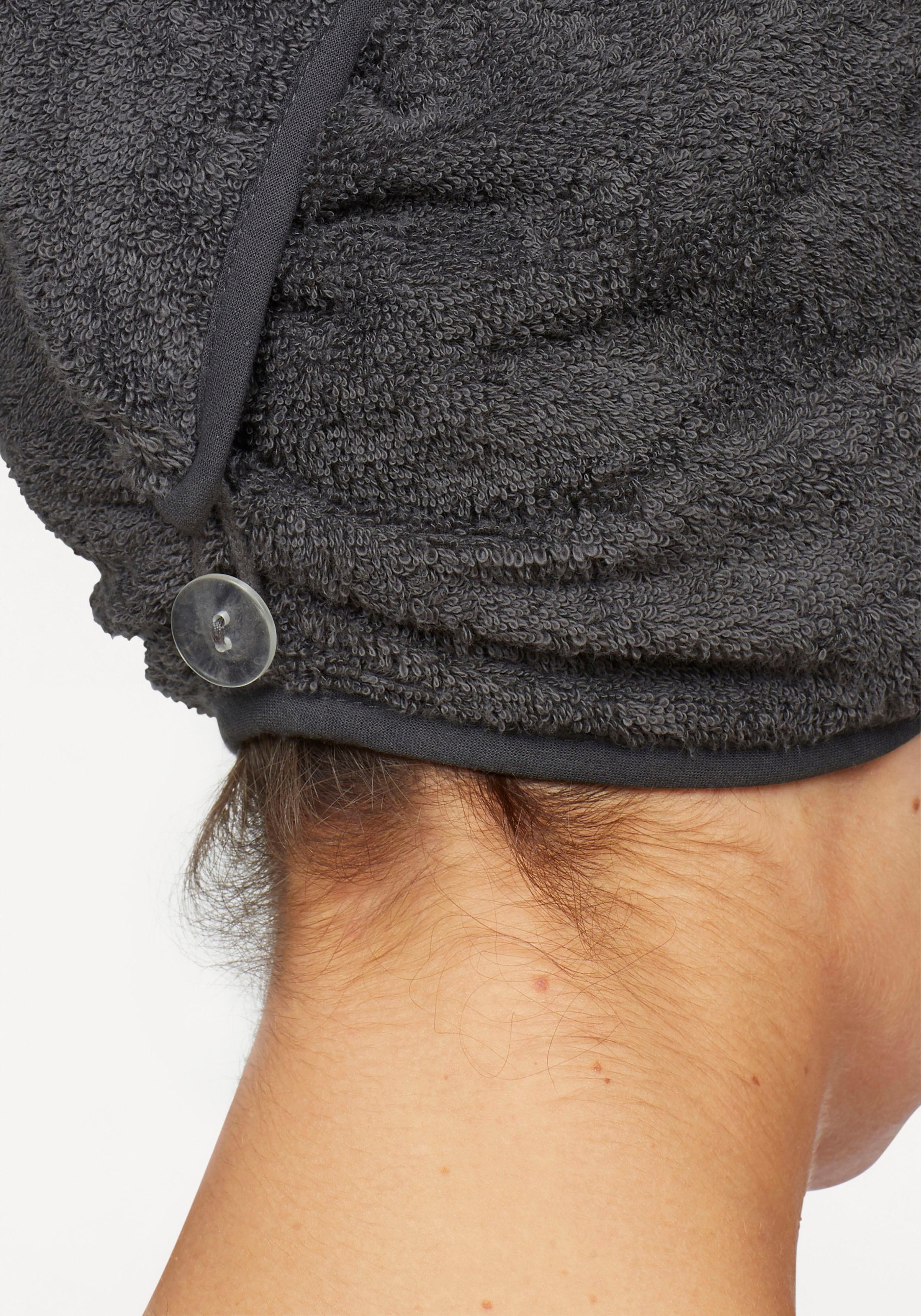 my home Turban-Handtuch »Juna, als Set und Serie erhältlich, 2 Turbanhandtücher 24x61cm«,  100% Baumwolle, Turban, Uni-Farben, weich