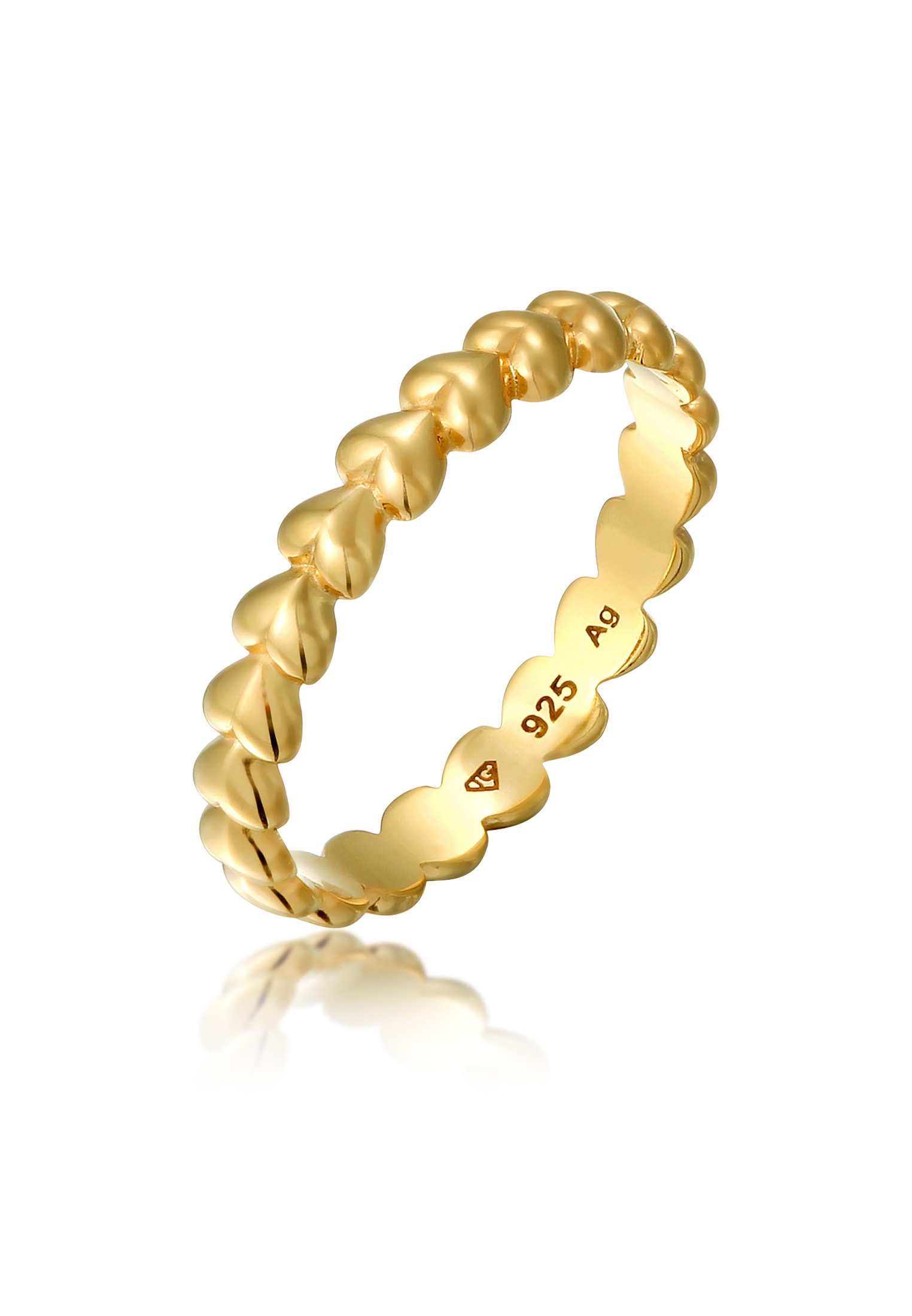 "Silberring ELLI ""Ring Bandring Herz 925 Sterling Silber"" Gr. 54, gold, Fingerringe, Damen, 54, Silber 925 (Sterlingsilber), Silberring"