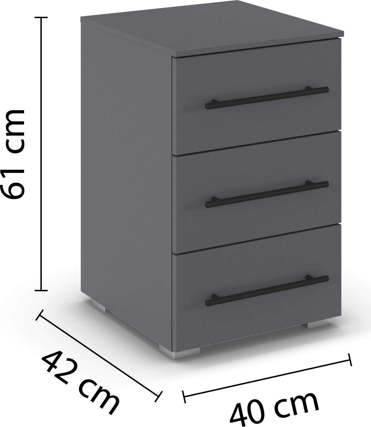 rauch Nachtkommode »Nachttisch Nachtkonsole AVOLA in Dekorfront« Breite 40 cm inkl. Soft-Close-Funktion,  mit 3 geräumigen Schubladen für viel Stauraum MADE IN GERMANY