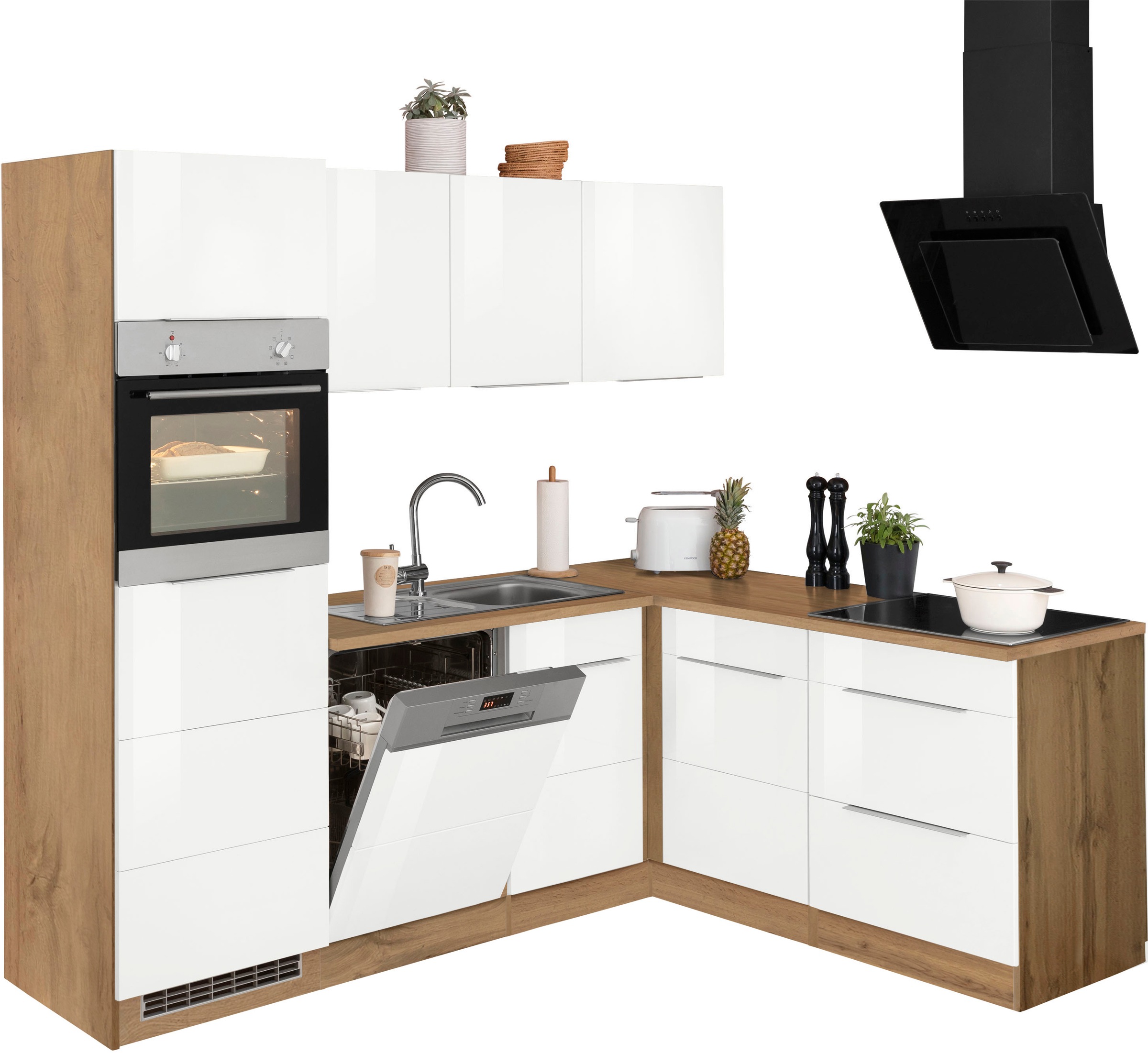 KOCHSTATION Winkelküche »KS-Brindisi«, Stellbreite 230/170 cm, wahlweise mit E-Geräten, mit MDF-Fronten