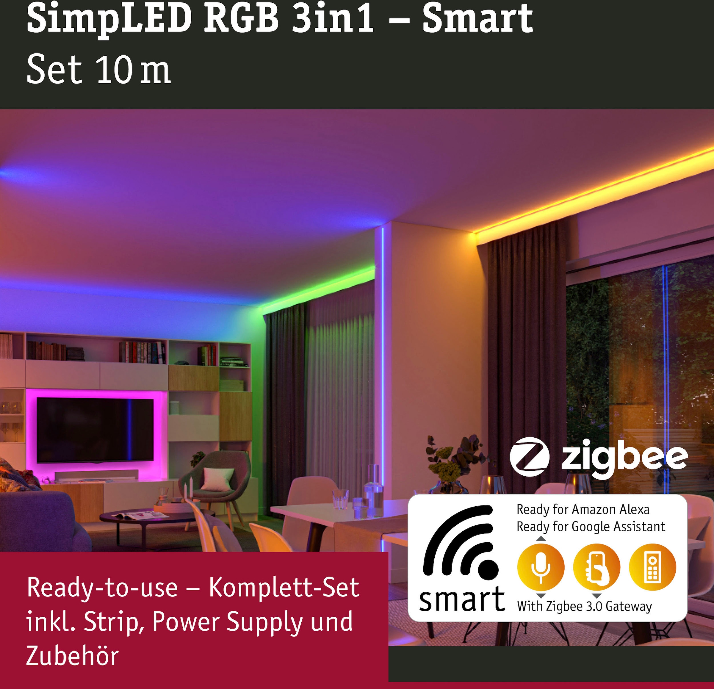 Zigbee LED-Streifen Set | BAUR 230/12V St.-flammig, DC Weiß 10m Stripe 1 »SimpLED bestellen Metall Kunststoff«, Paulmann RGB