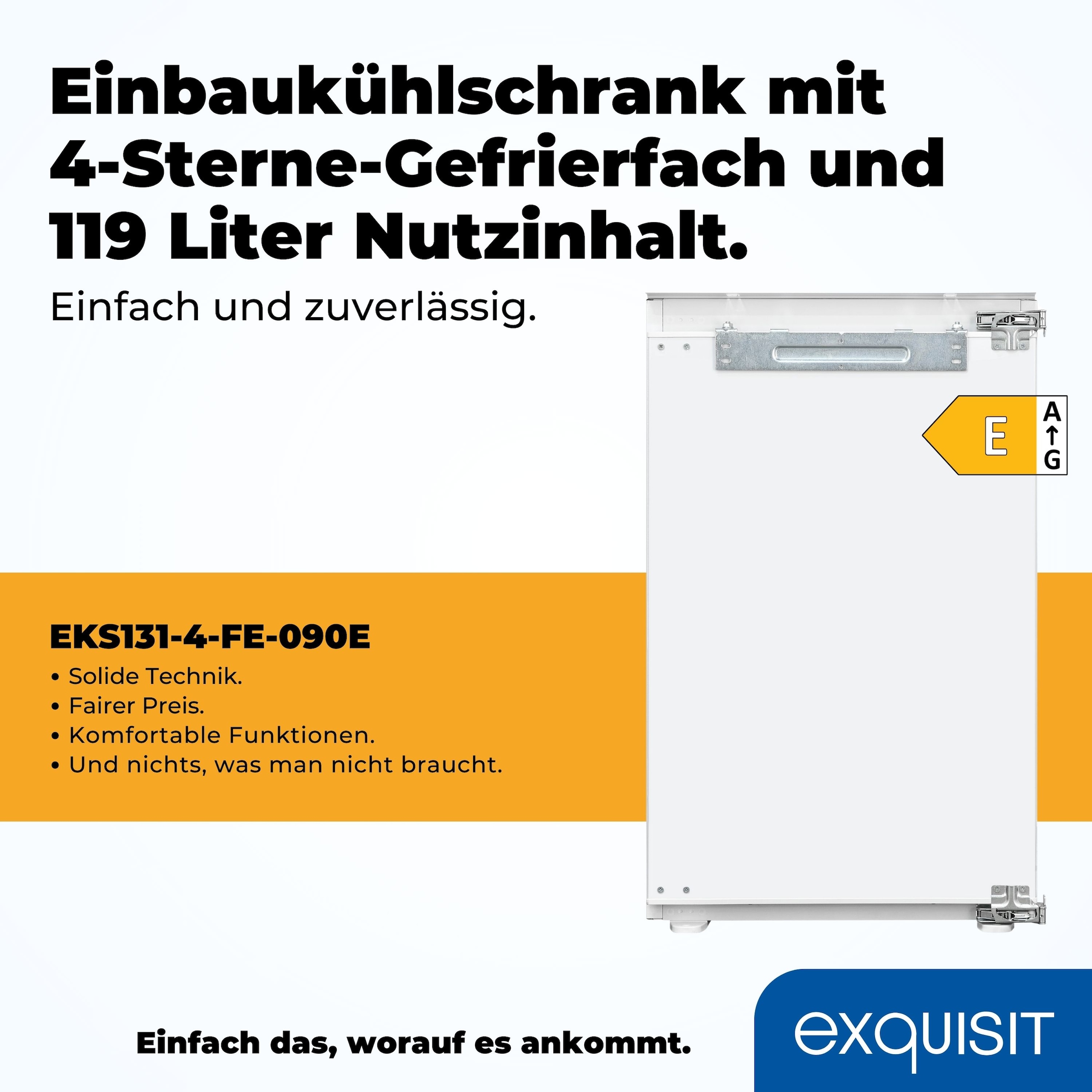exquisit Einbaukühlschrank »EKS131-4-FE-O90E«, digitale Temperaturanzeige