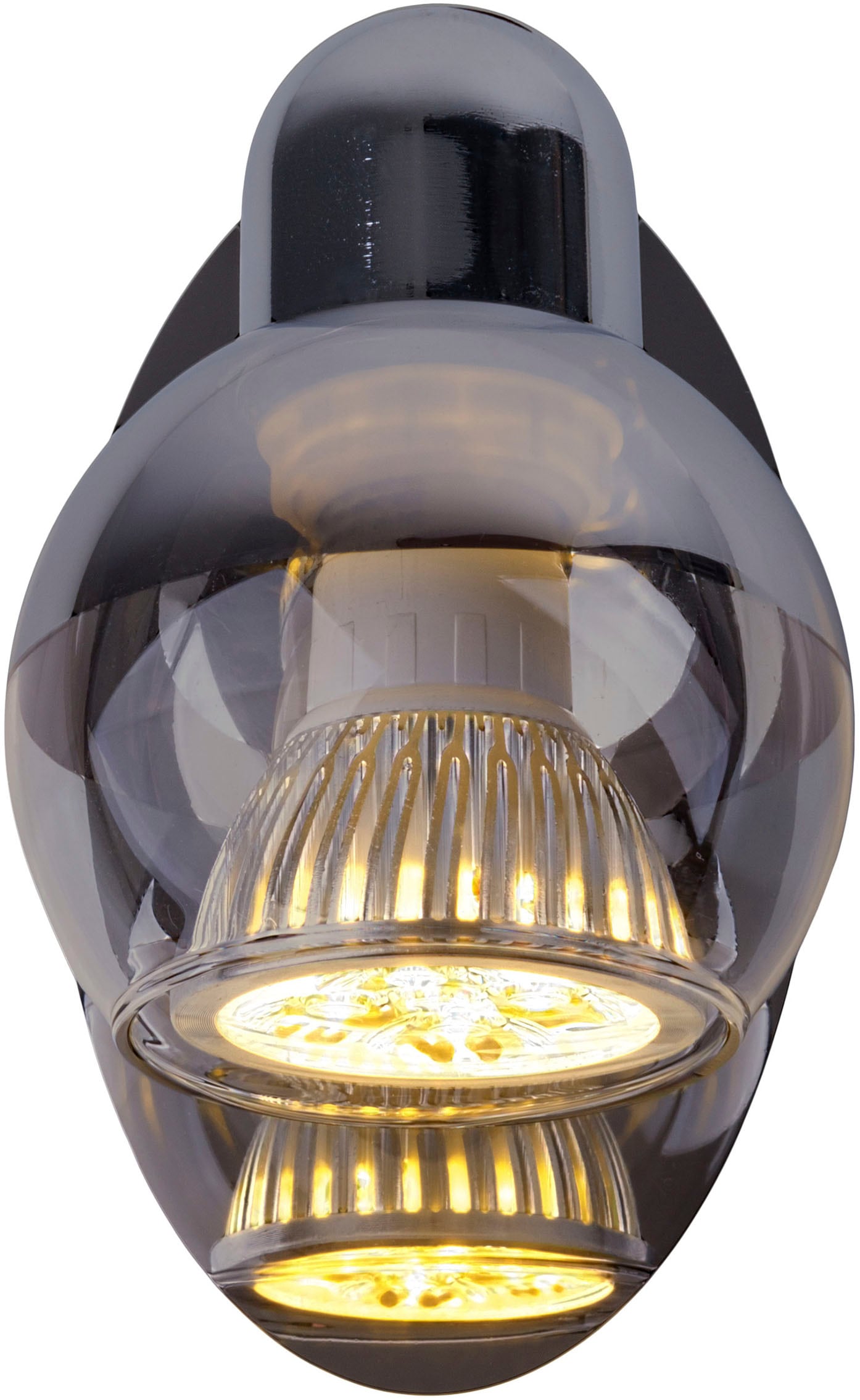 näve Wandstrahler »Boccia«, 1 flammig, Leuchtmittel GU10 | LED wechselbar, 1flg. incl. LED GU10 6W, chrom, Glasschirm, verstellbarer Spot, D:14cm