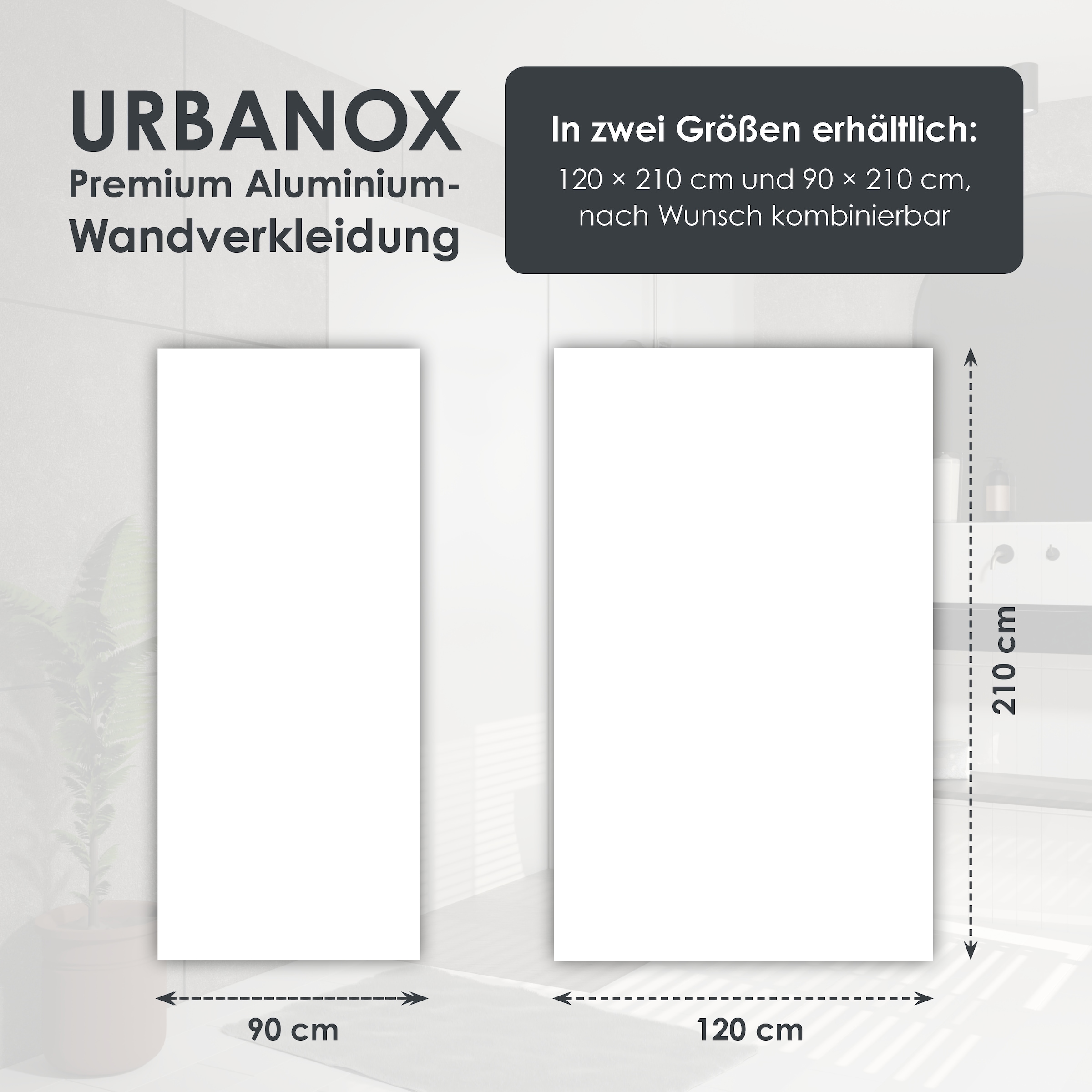Marwell Duschrückwand »Urbanox«, (Set, 2 tlg.), Set bestehend aus: 1 Paneel 90 x 210 cm, 1 Paneel 120 x 210 cm