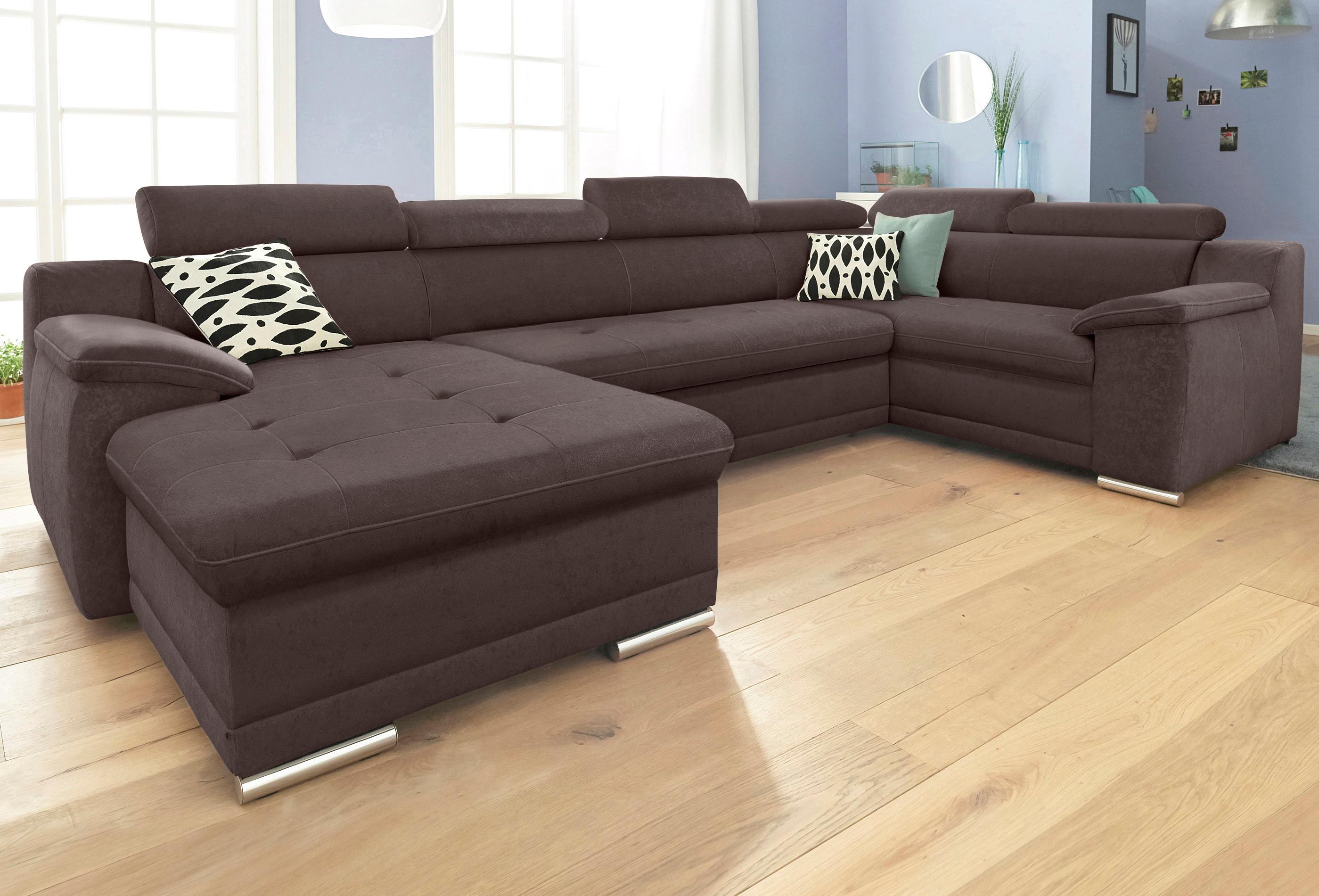 Wohnlandschaft "Andiamo U-Form, B: 336 cm, Kopfteilverstellung, XXL-Sofa" optional Schlaffunktion, frei stellbar, Couch für Wohnkomfort