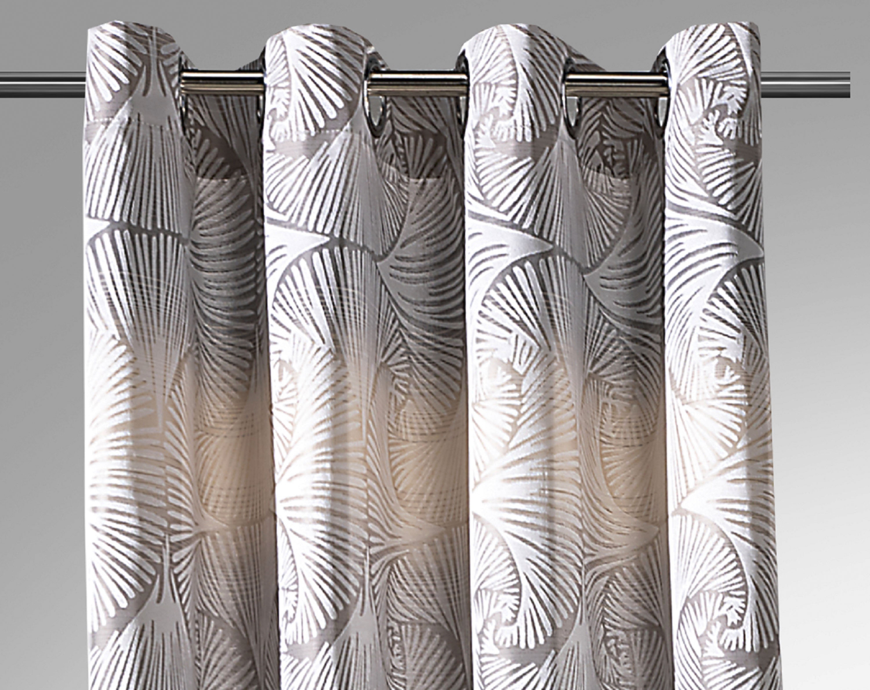 Thumbnail - Weckbrodt Vorhang "Gingko", (1 St.), Jacquard mit Gingko - Muster, Ösen, blickdicht, Gardine, Store