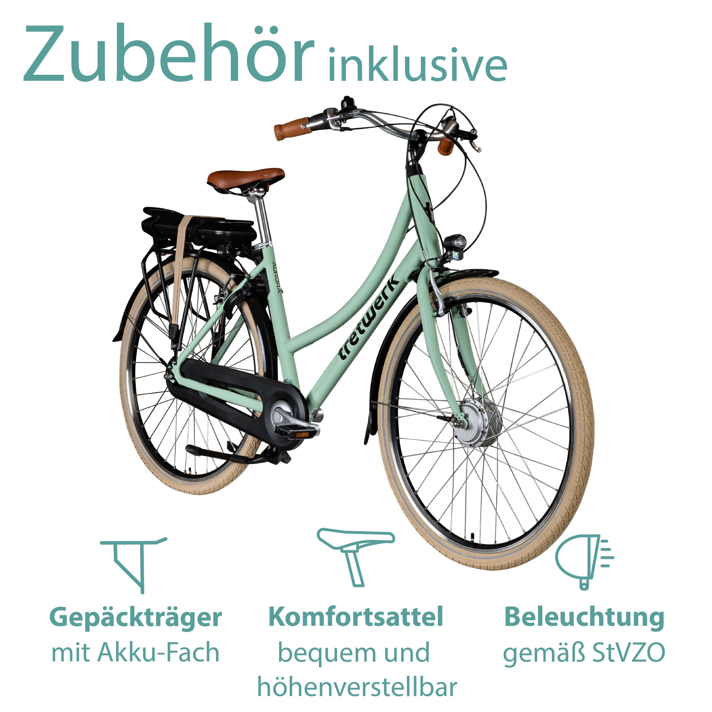 Tretwerk E-Bike »Aurora«, 7 Gang, Frontmotor 250 W