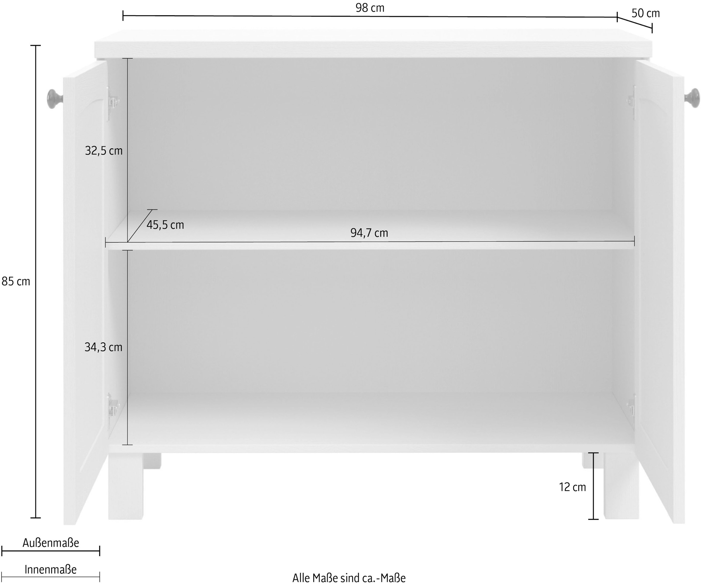 Home affaire Unterschrank »Osby«, (1 cm, BAUR St.), Türen 2 Breite 100 