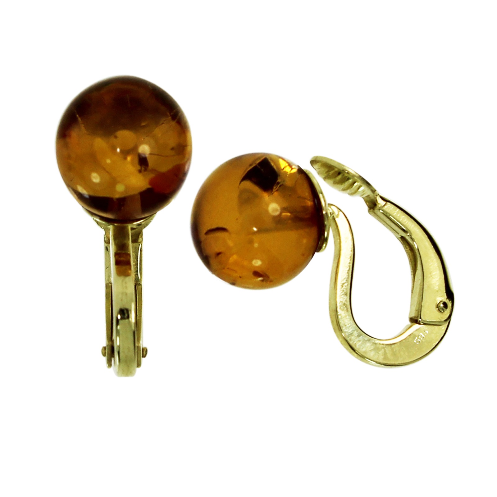 OSTSEE-SCHMUCK Damen Paar Ohrclips "Ostsee-Schmuck Ohrclip Kugel 10 mm Ohrclip Kugel 10 mm", 18 x 10mm, Gelbgold 585, gelb, Gelbgold 585, Ohrringe