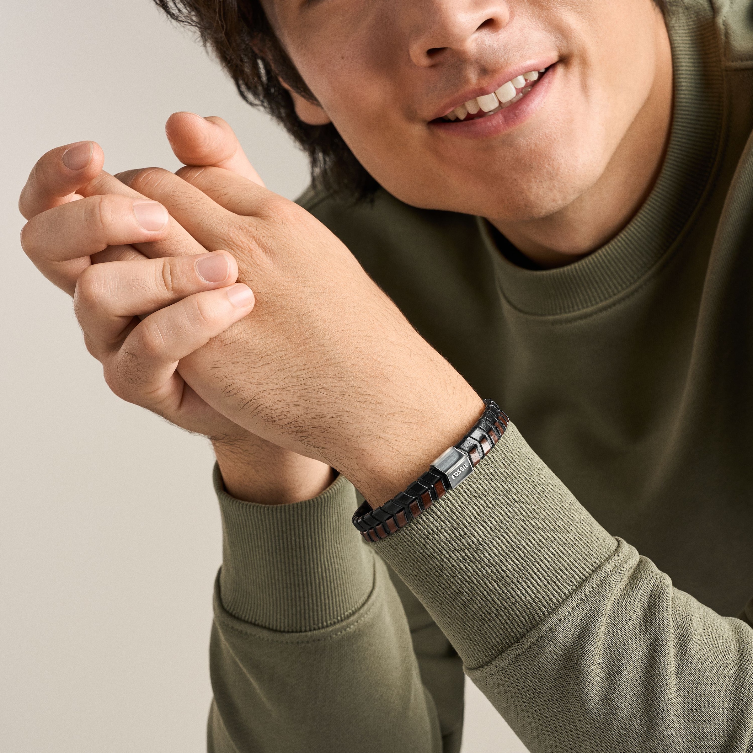 Fossil Armband »Schmuck Geschenk Edelstahl Leder Armschmuck Armkette Jewelry«