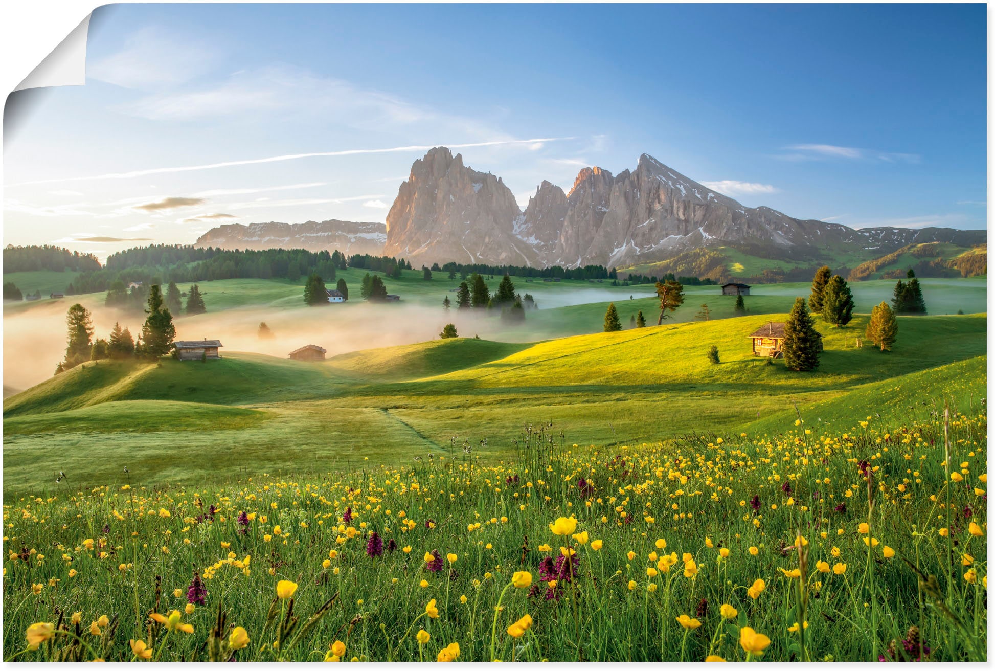 Artland Wandbild "Frühling auf der Seiser Alm", Berge & Alpenbilder, (1 St.), als Alubild, Leinwandbild, Wandaufkleber o