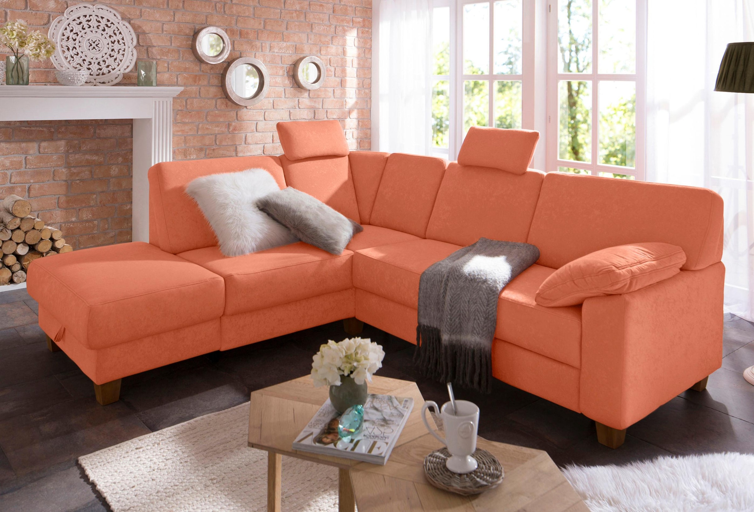 Home affaire Ecksofa »Belfort L-Form«, mit Federkern, wahlweise mit Bettfunktion und Stauraum