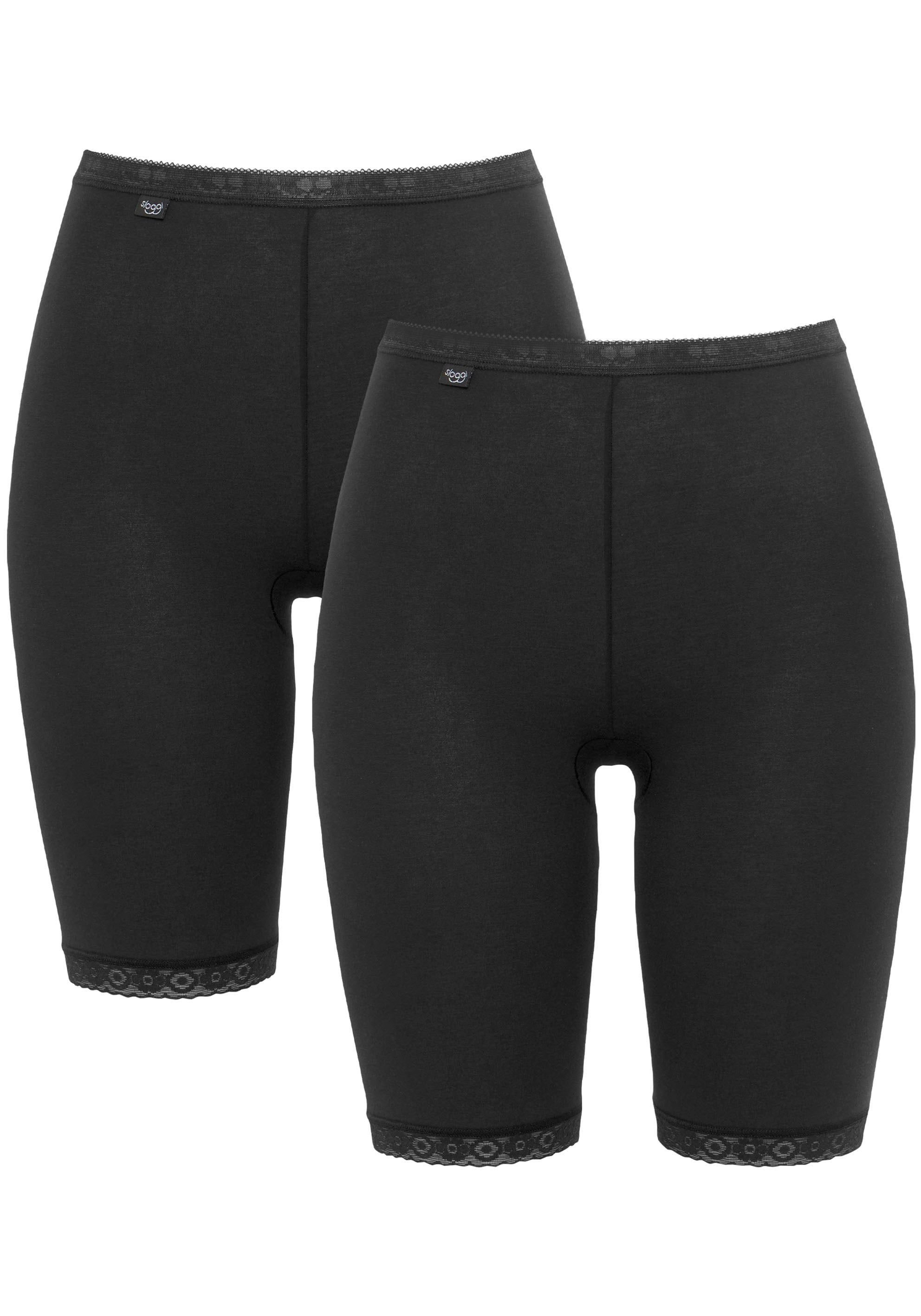 sloggi Lange Unterhose "Basic+ Long 2P", (2er Pack), Long-Pants mit Spitzenbesatz