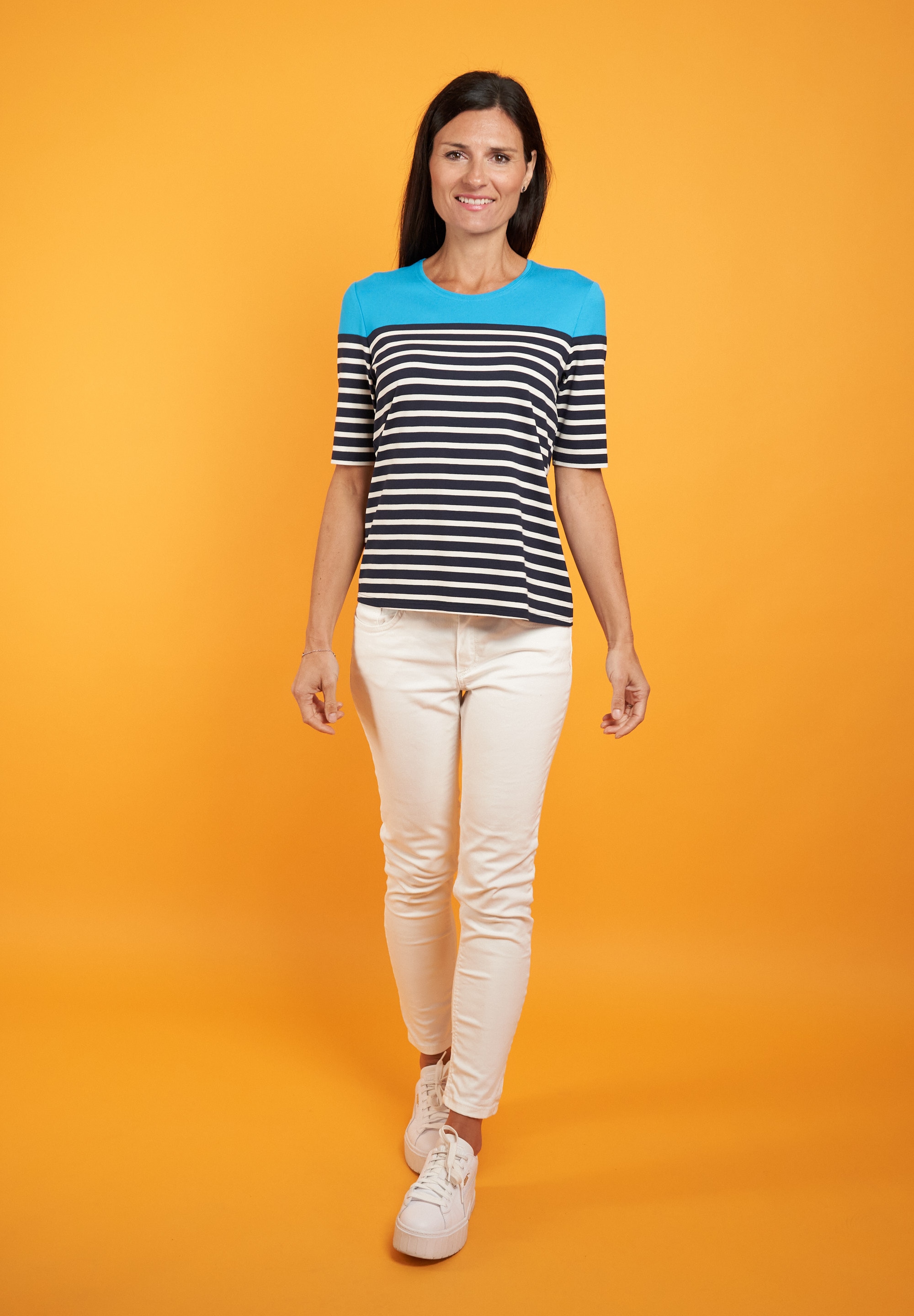Seidel Moden T-Shirt, mit Colorblocking und Streifenmuster, MADE IN GERMANY