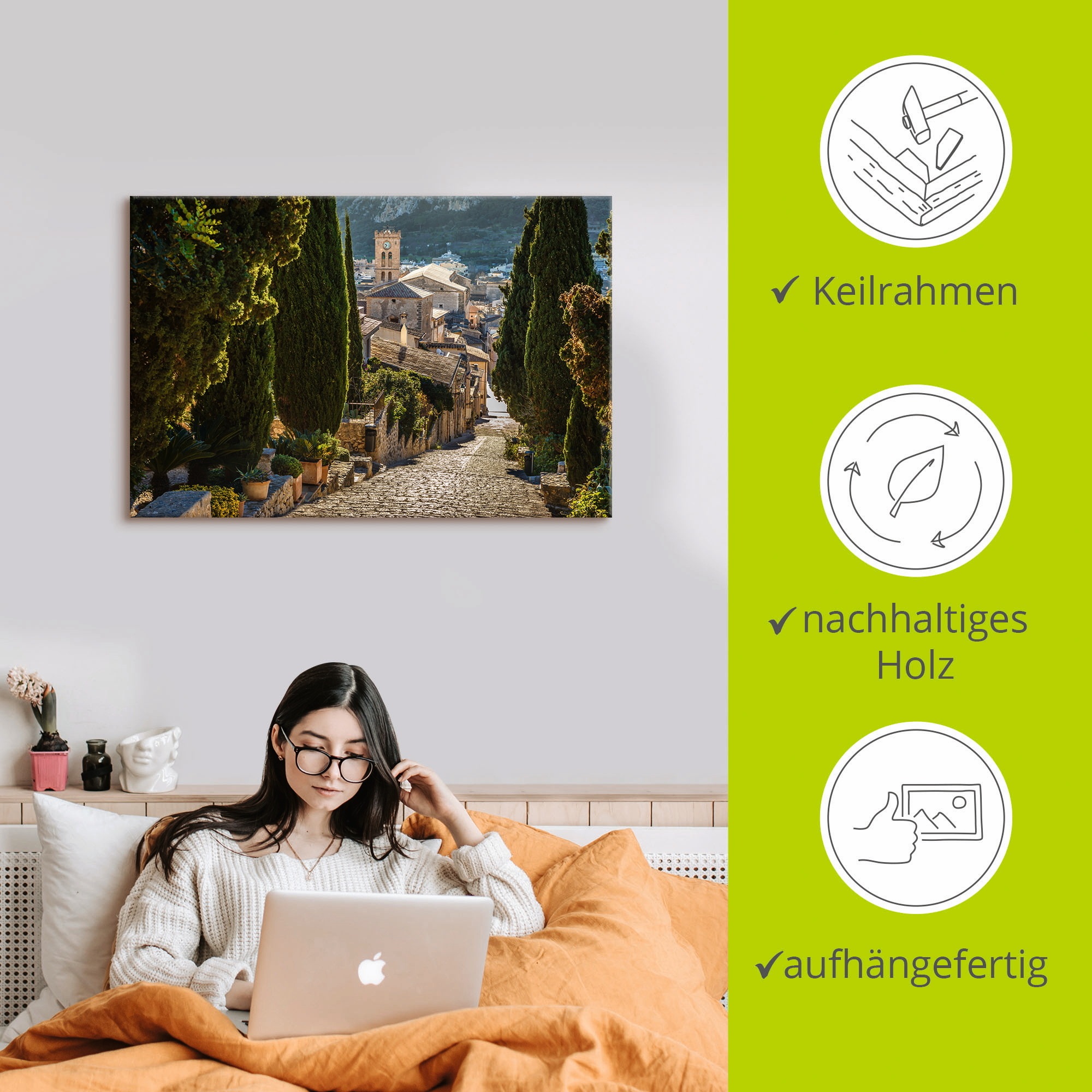 Artland Wandbild »Blick vom Kalvarienberg auf Pollenca«, Mallorca, (1 St.), als Alubild, Outdoorbild, Leinwandbild in verschied. Größen