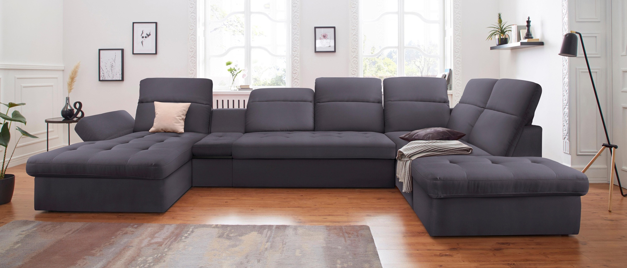 sit&more Wohnlandschaft »Stardust U-Form«, inklusive Kopfteilverstellung, Armlehnenfunktion und Tischelement
