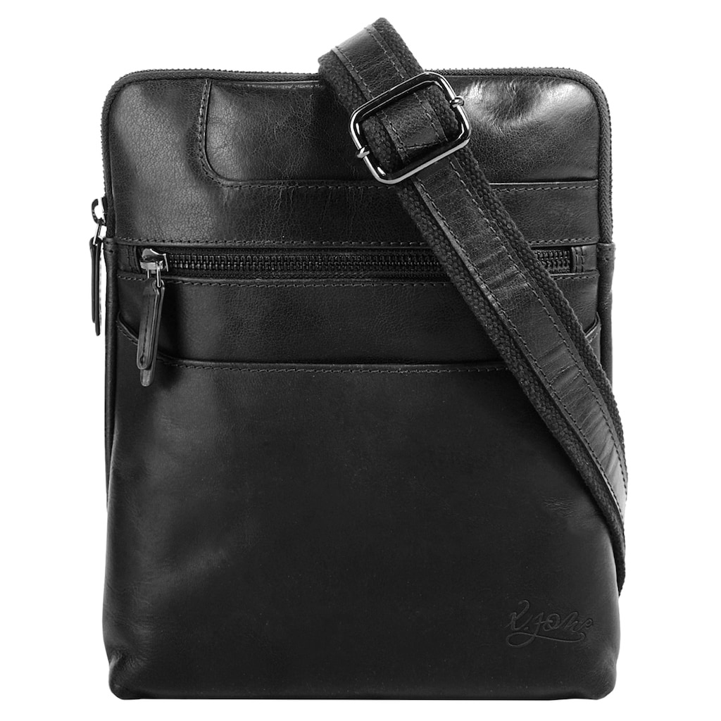 Damenmode Taschen X-Zone Umhängetasche, (1 tlg.), echt Leder schwarz