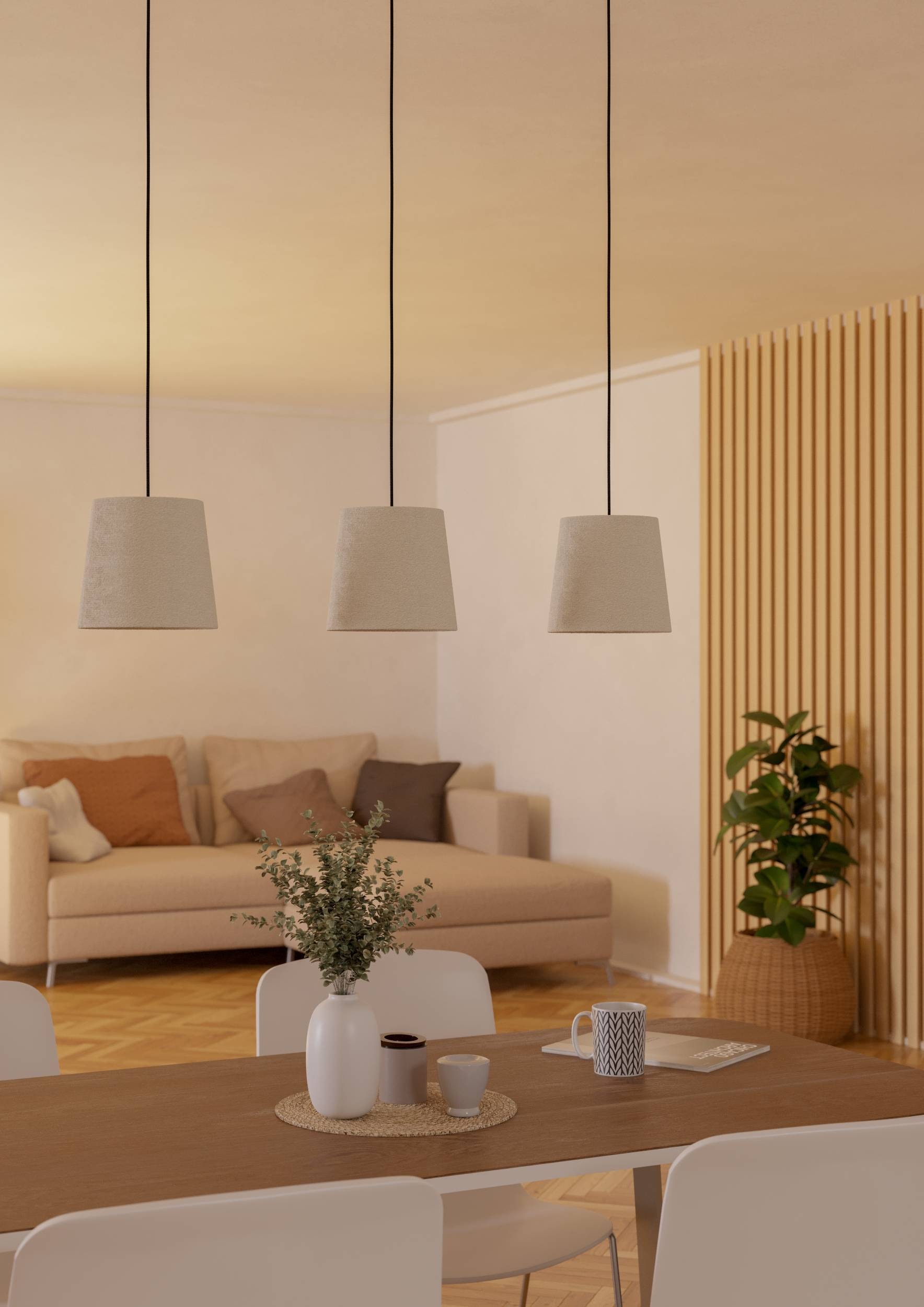 EGLO Hängeleuchte »Febres Hängelampe, Pendelleuchte über Esstisch, Metall und Textil, E27« E27 1 Stk. Hängeleuchte - L88 x B18 x H110 cm - schwarz - 3X60W exkl.