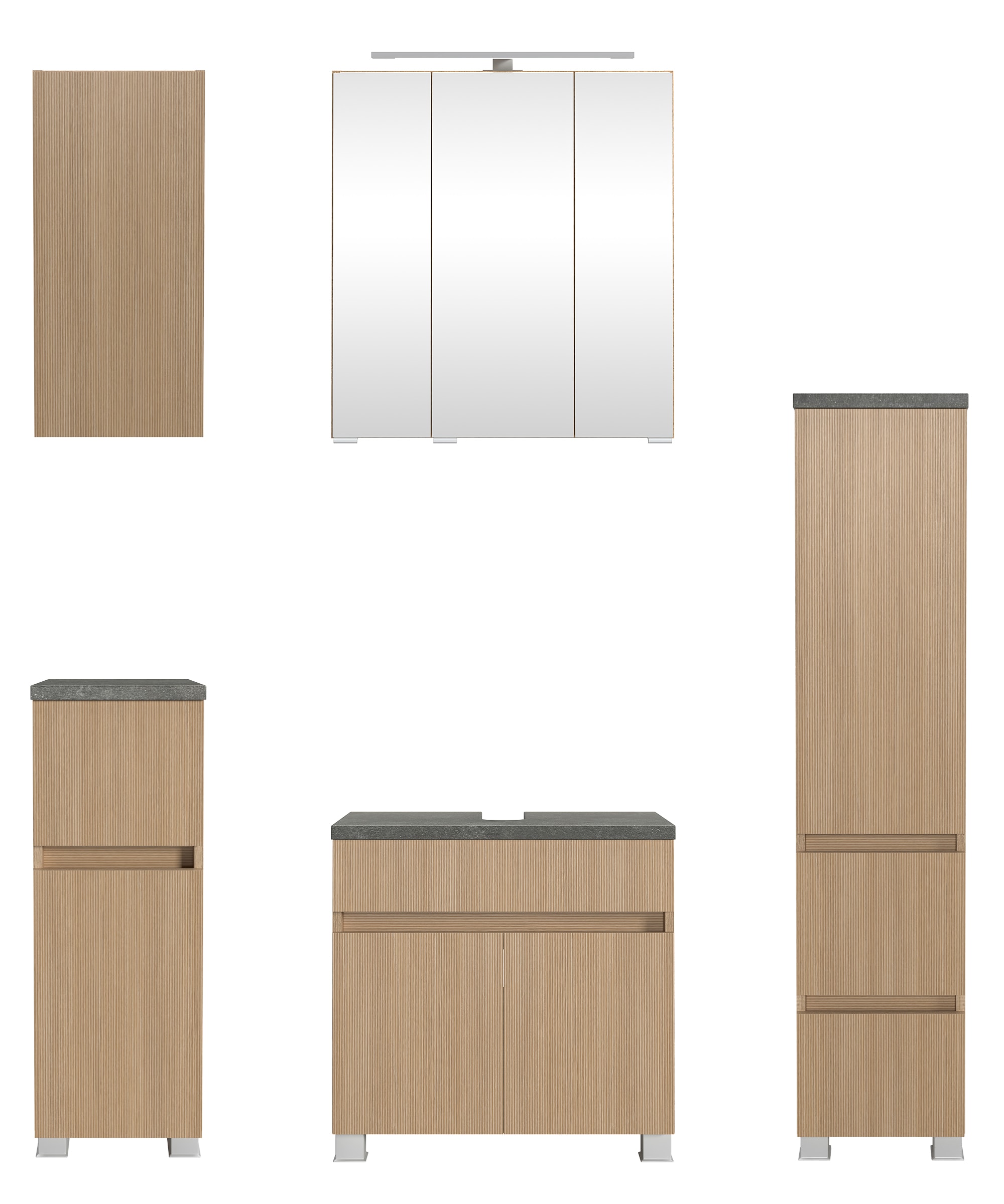 welltime Badmöbel-Set "EIXO, 5tlg.-Set: Spiegelschrank, Unterbeckenschrank günstig online kaufen