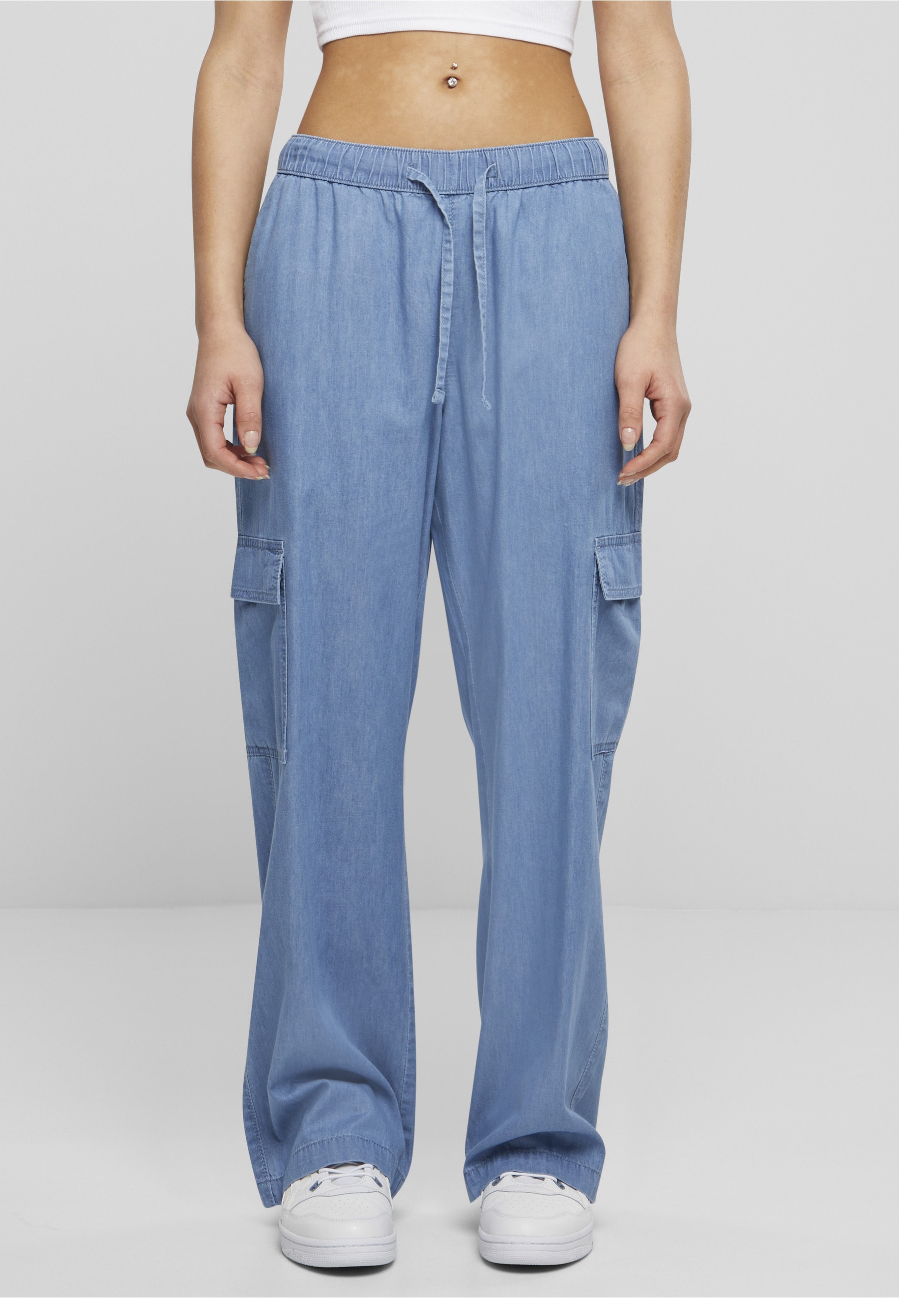 URBAN CLASSICS Cargohose »Urban Classics Damen Ladies Light Denim Cargo Pants«