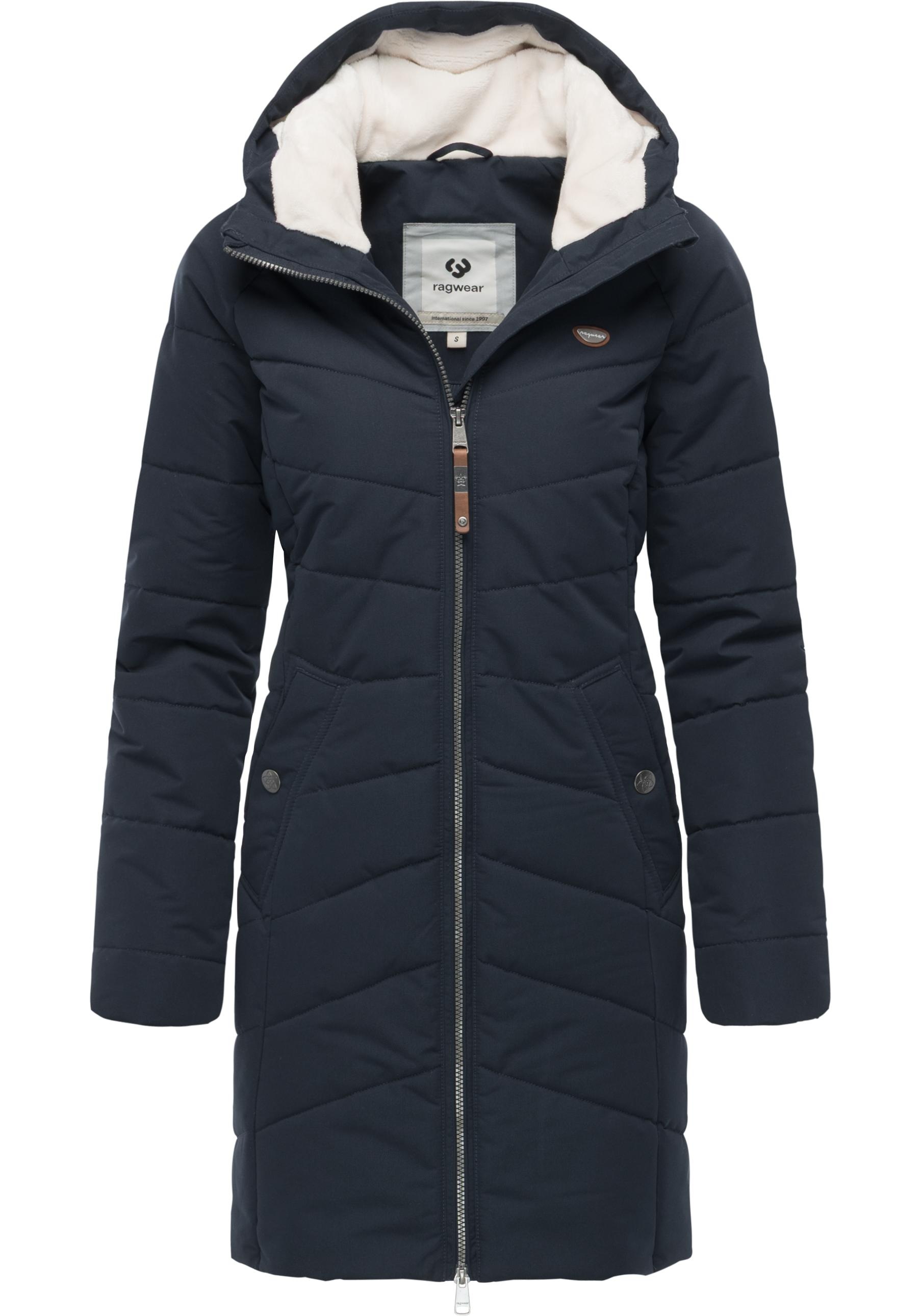 Wintermantel RAGWEAR "Noita YOUMODO", Damen, Gr. XS (34), navy, Obermaterial: 100% Polyester; Innenfutter: 100% Polyester; Wattierung: 100% Polyester, tailliert ca. Mitte Oberschenkel, Ärmel ohne Ärmelschlitz Rippbündchen, Mäntel Wintermantel, Winter Step