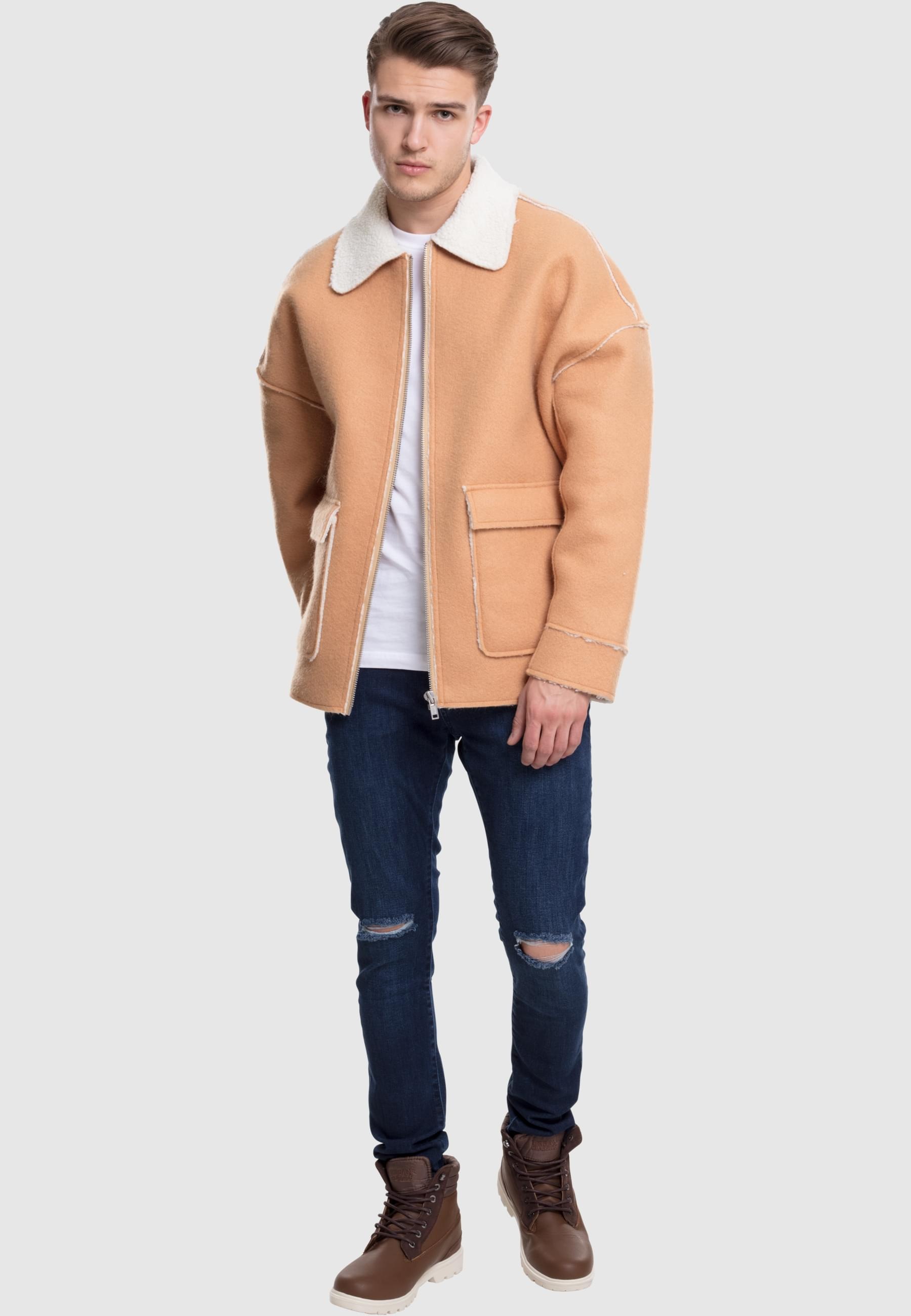 URBAN CLASSICS Winterjacke »Urban Classics Herren Bonded Oversized Sherpa Jacket«, (1 St.), ohne Kapuze