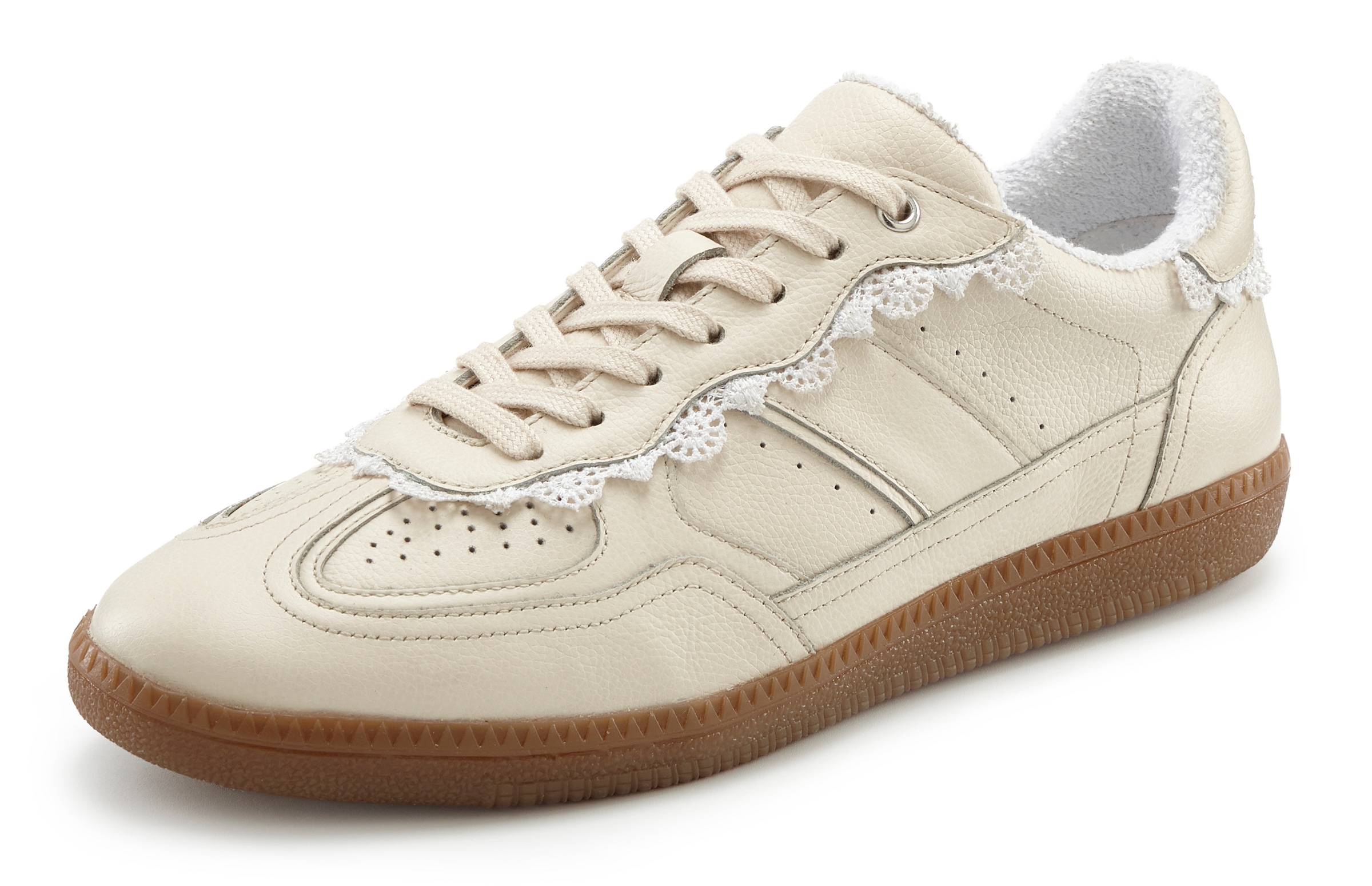 LASCANA Sneaker, Freizeitschuh, Halbschuh aus Leder mit Spitzen Details