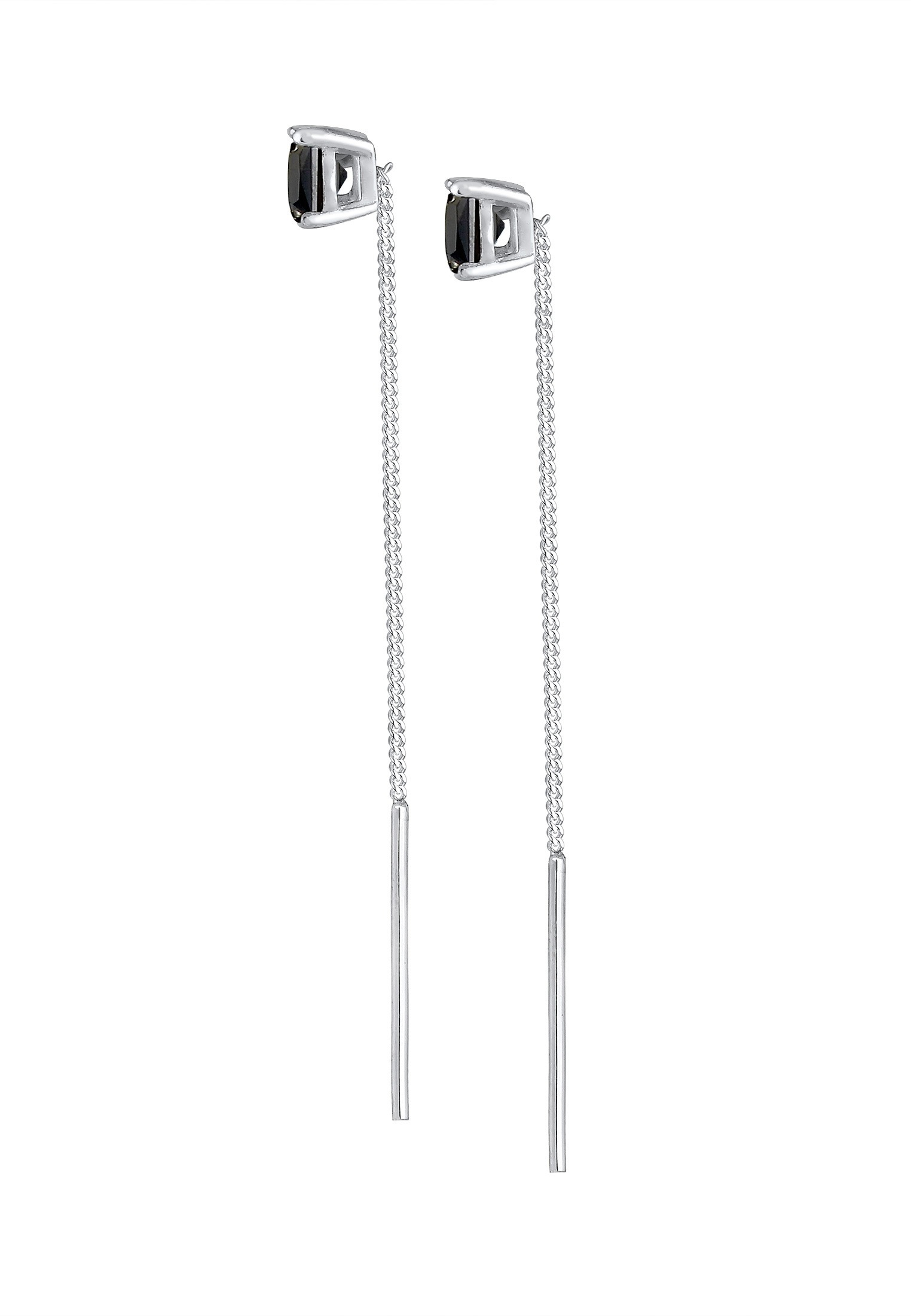 Paar Ohrhänger ELLI "Durchziehen mit Zirkonia Quadrat 925 Silber", schwarz, Ohrringe, Damen, onesize,mit Steinen, Silber 925 (Sterlingsilber) 2