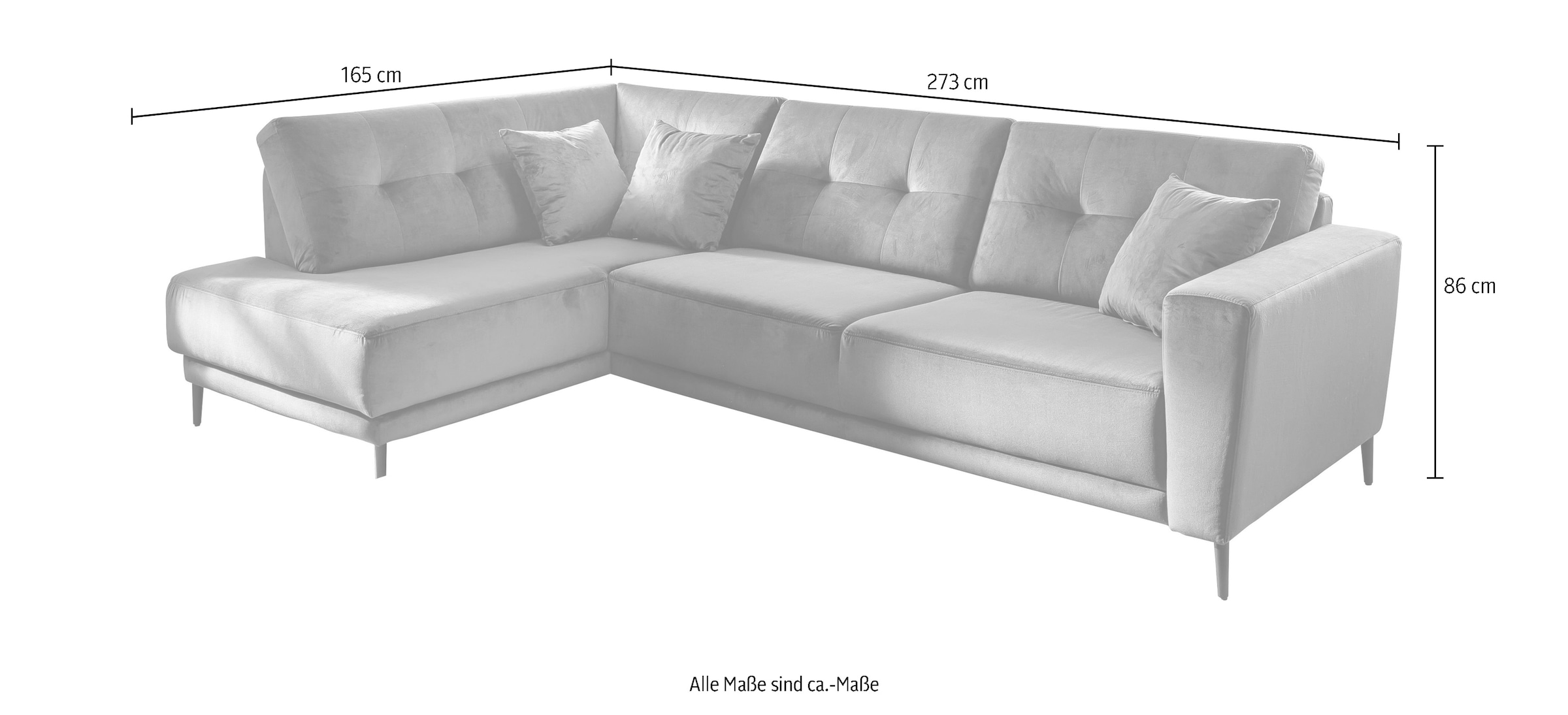 Trends by HG Polsterecke »Barcelona L-Form«, mit Metallfuss, frei im Raum stellbar