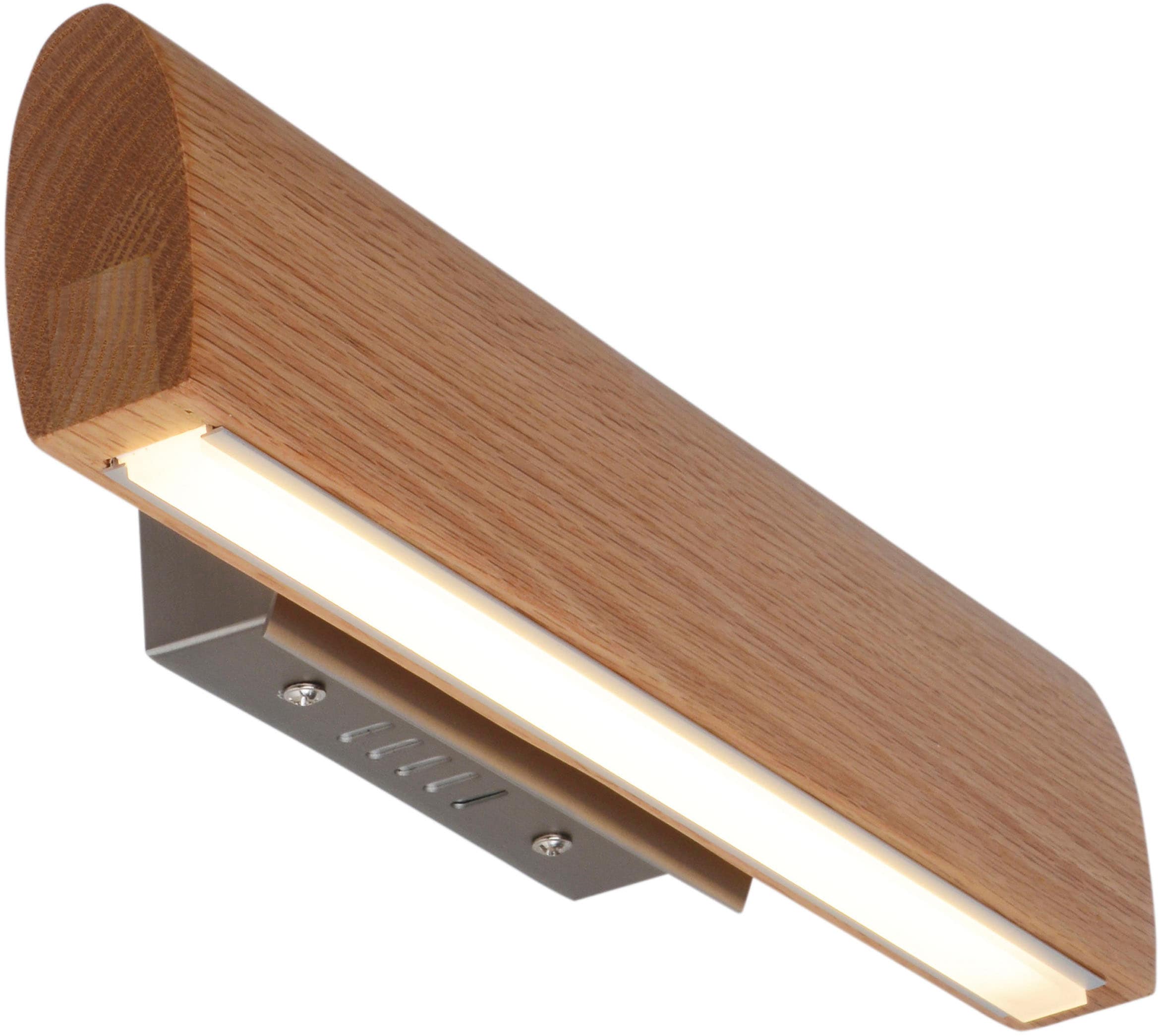 näve LED Wandleuchte »Rondo«, 1 flammig, Leuchtmittel LED-Modul | LED fest integriert, Schirm Eichenholz, L: 35cm, warmweißes Licht, abgerundete Form