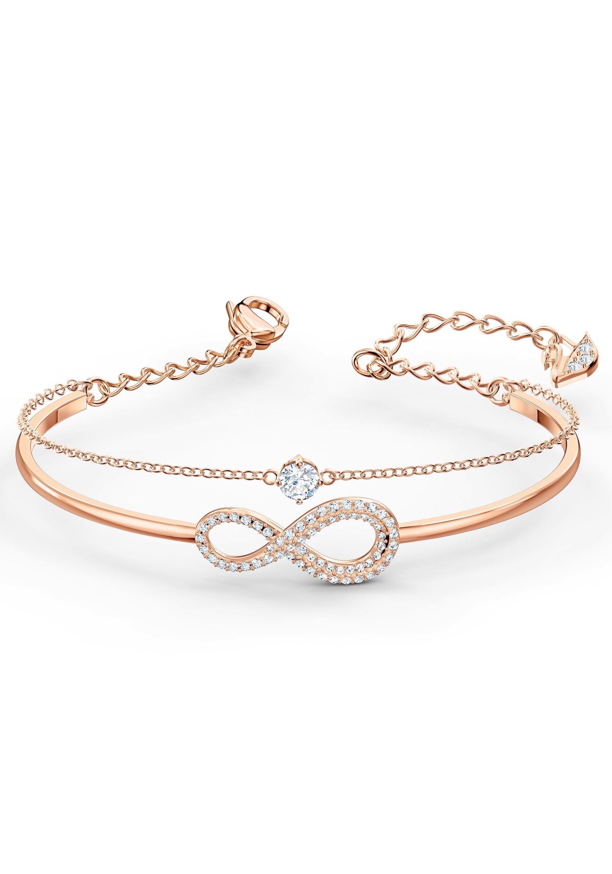 Swarovski Armreif »Unendlichkeitsschleife, Infinity, weiss, Rosé