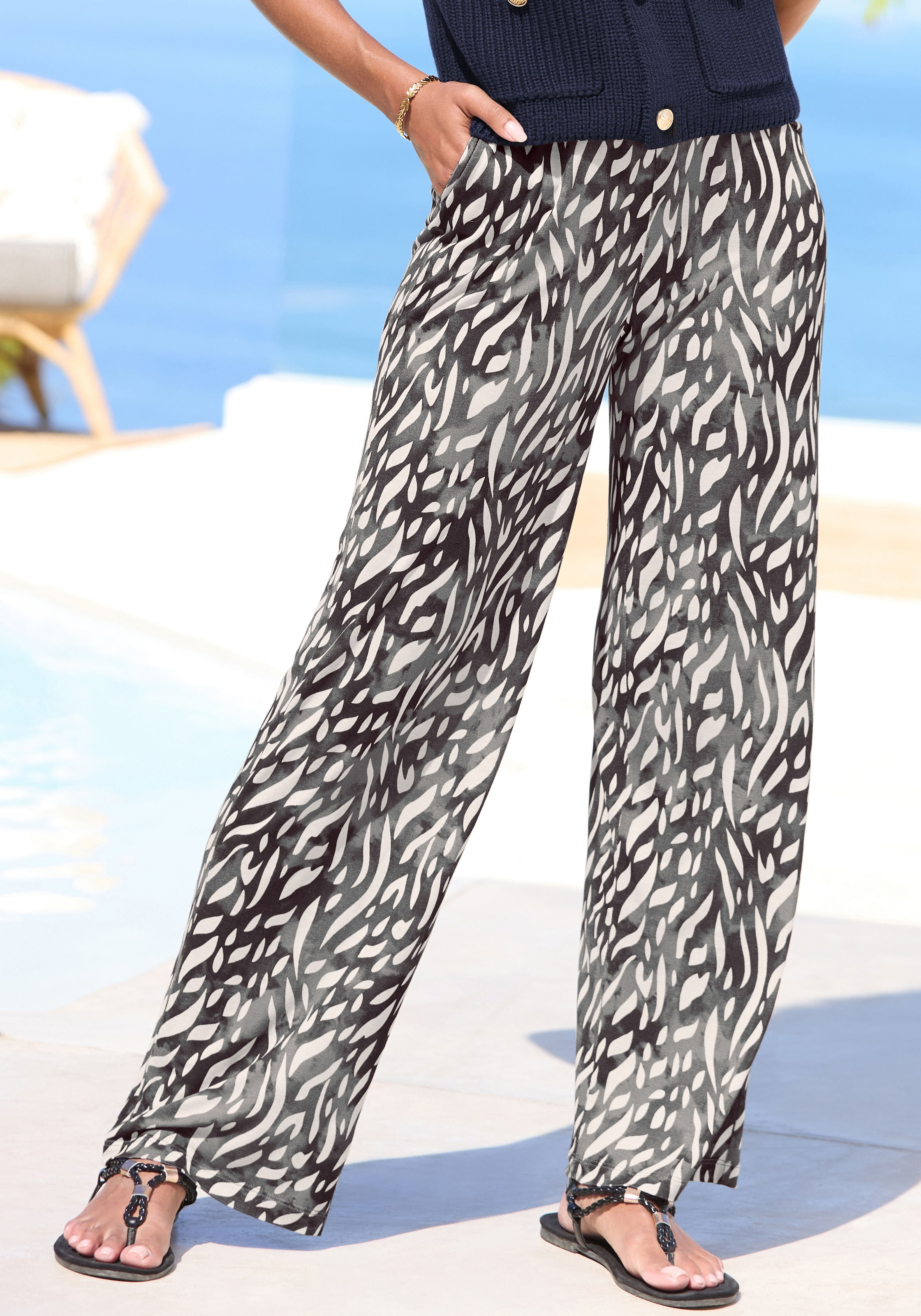 LASCANA Palazzohose, aus Viskosejersey, Schlupfhose mit Alloverprint und Ta günstig online kaufen