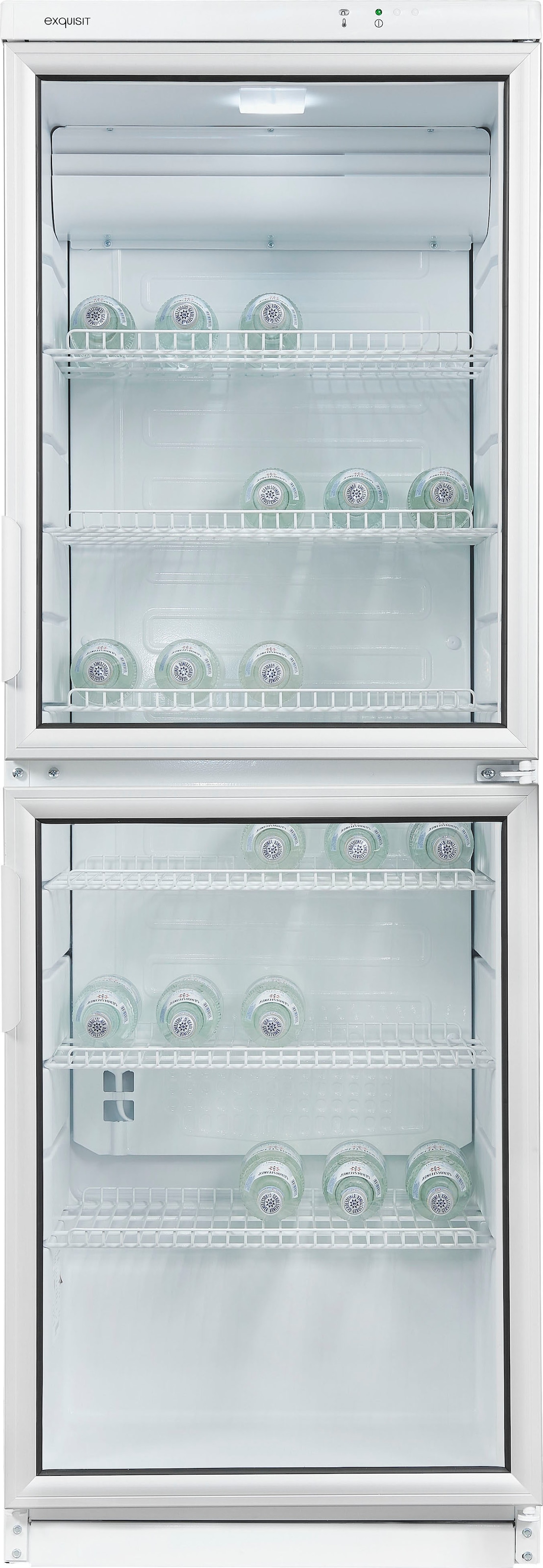 exquisit Getränkekühlschrank »GKS350-2-GT-280D weiss«, GKS350-2-GT-280D weiss, 173 cm hoch, 60 cm breit, 320 L Volumen, Getränkekühlschrank mit Glastür, LED