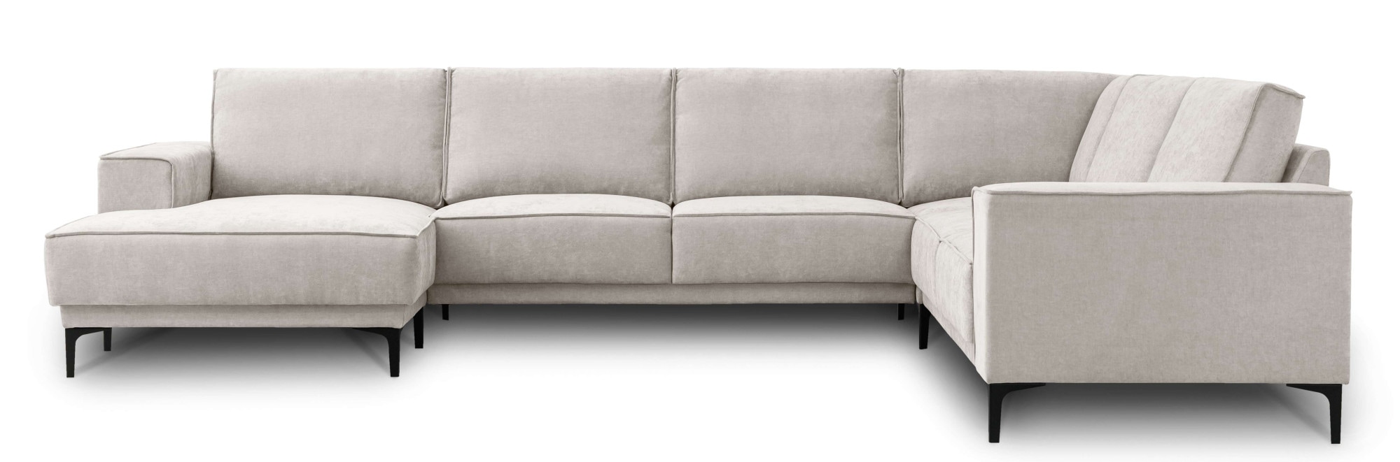Places of Style Wohnlandschaft »XXL Sofa Oland, Struktur, Flachgewebe, Luxus-Microfaser, Boucle«, U-Form, 342 cm, Wellenunterfederung, Skandi-Design, Metallfüße