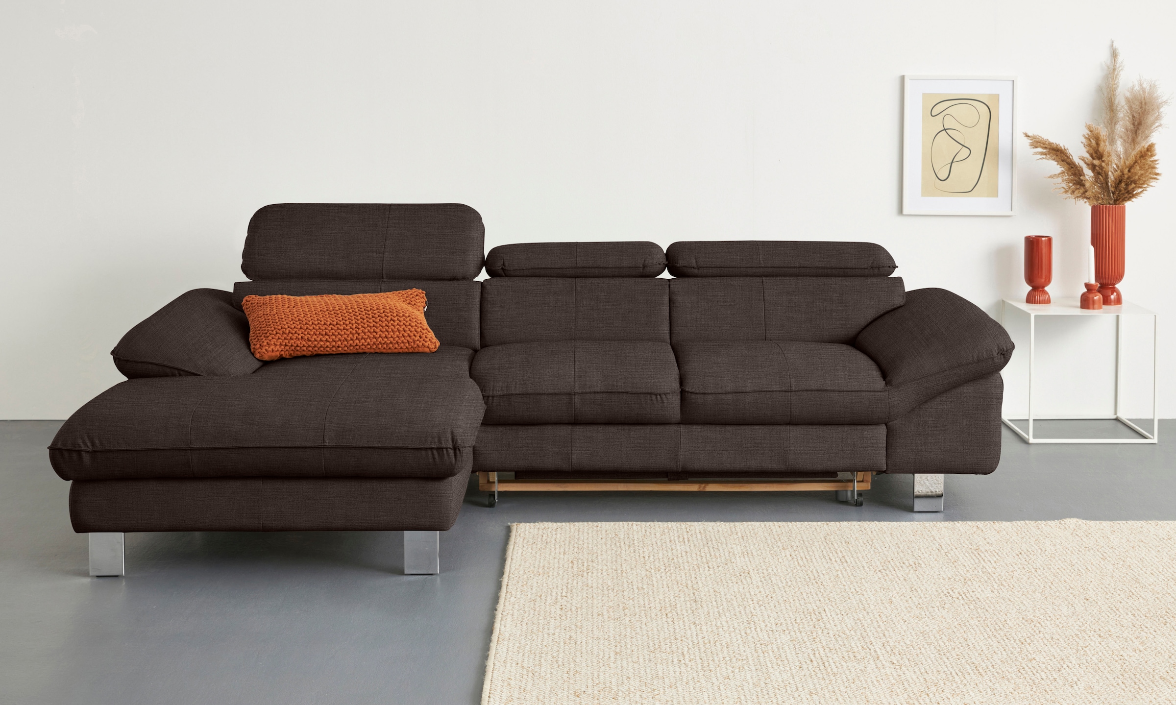 COTTA Ecksofa "Driver L-Form, B:268 cm, moderne Couch mit Wellenunterfederung" Kopfteilverstellung, optional Schlaffunktion & Bettkasten